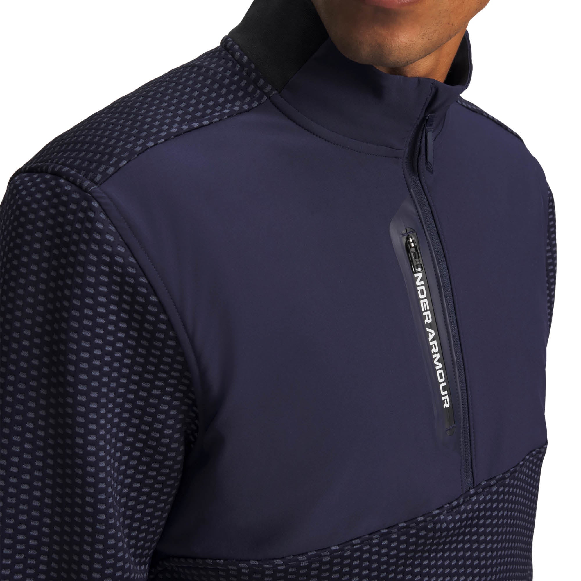 Under Armour Drive Pro Hybrid 1/2 Zip Golf Midlayer AW26 - Midnight Navy & White