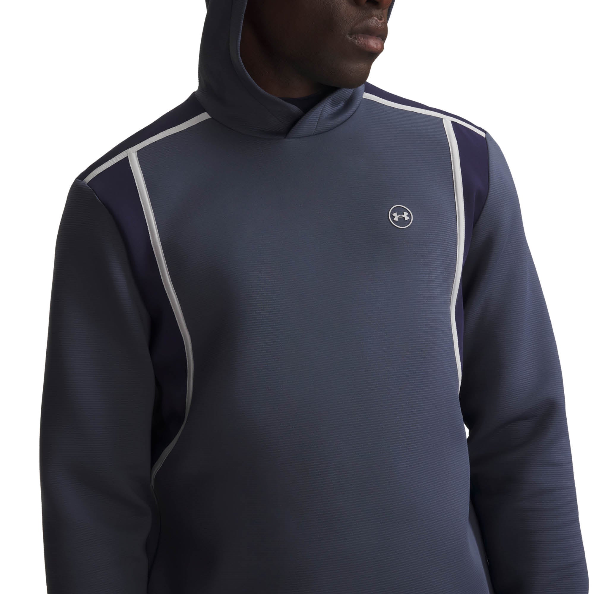 Under Armour Drive Midlayer Golf Hoodie - Downpour Grey, Midnight Navy & Halo Grey
