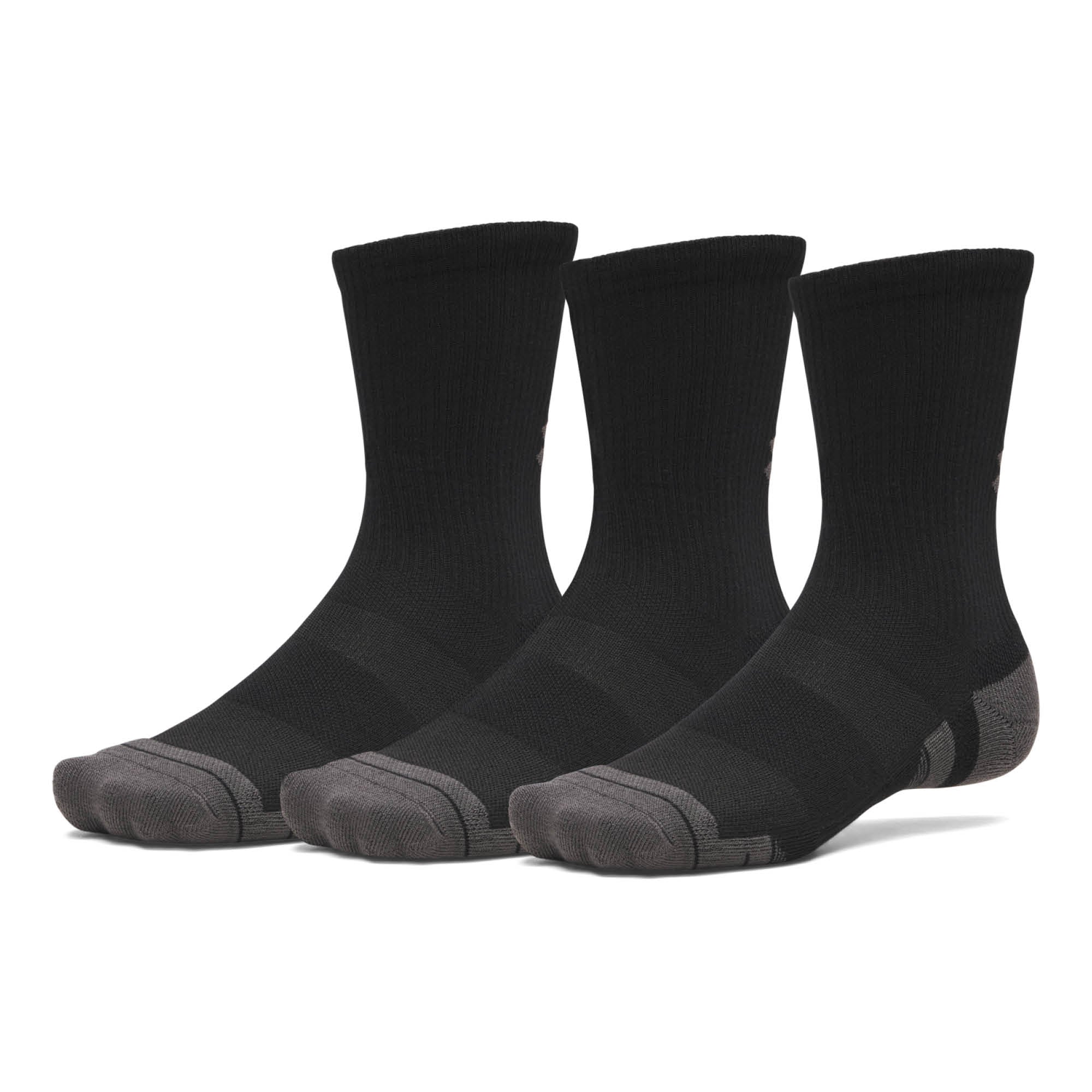 Under Armour Performance Tech Crew Golf Socks 3-Pack AW26 - Ultimate Black & Jet Grey - Size 7.5-12
