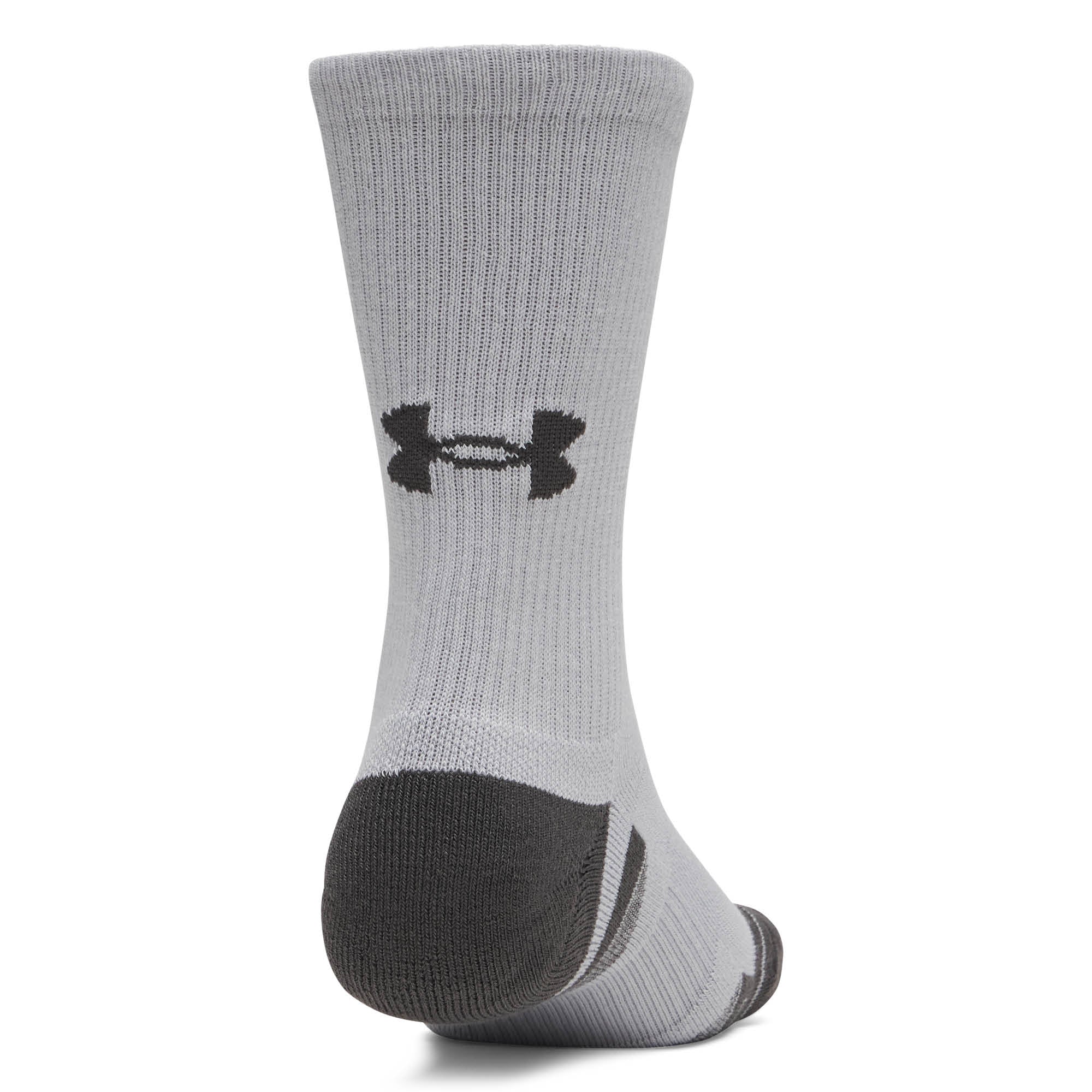 Under Armour Performance Tech Crew Golf Socks 3-Pack AW26 - Black, White & Jet Grey - Size 7.5-12