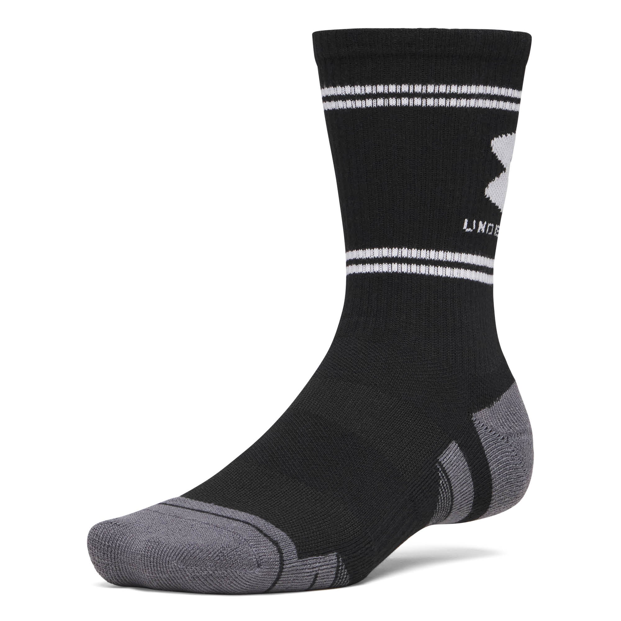 Under Armour Performance Tech Crew Golf Socks 3-Pack AW26 - Ultimate Black & White - Size 7.5-12