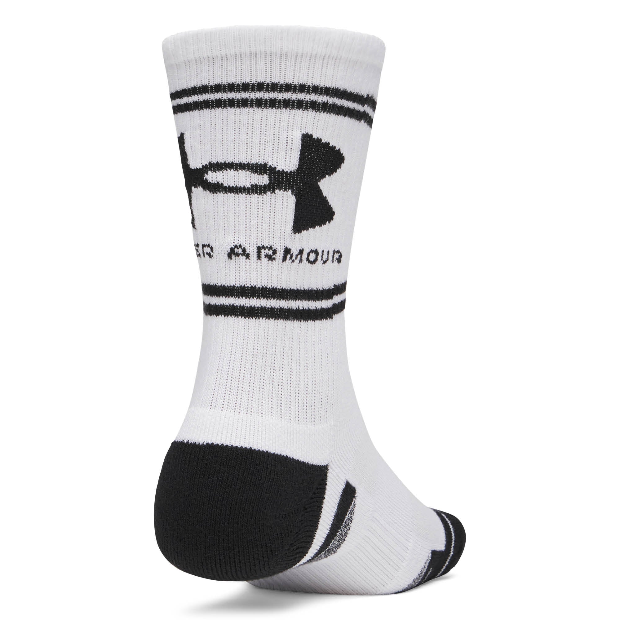 Under Armour Performance Tech Crew Golf Socks 3-Pack AW26 - White & Ultimate Black - Size 7.5-12