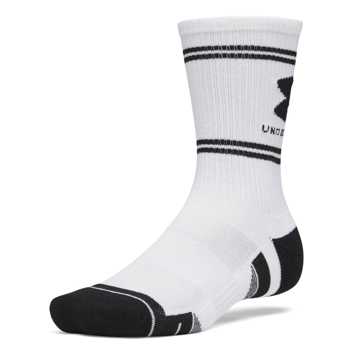 Under Armour Performance Tech Crew Golf Socks 3-Pack AW26 - White & Ultimate Black - Size 7.5-12