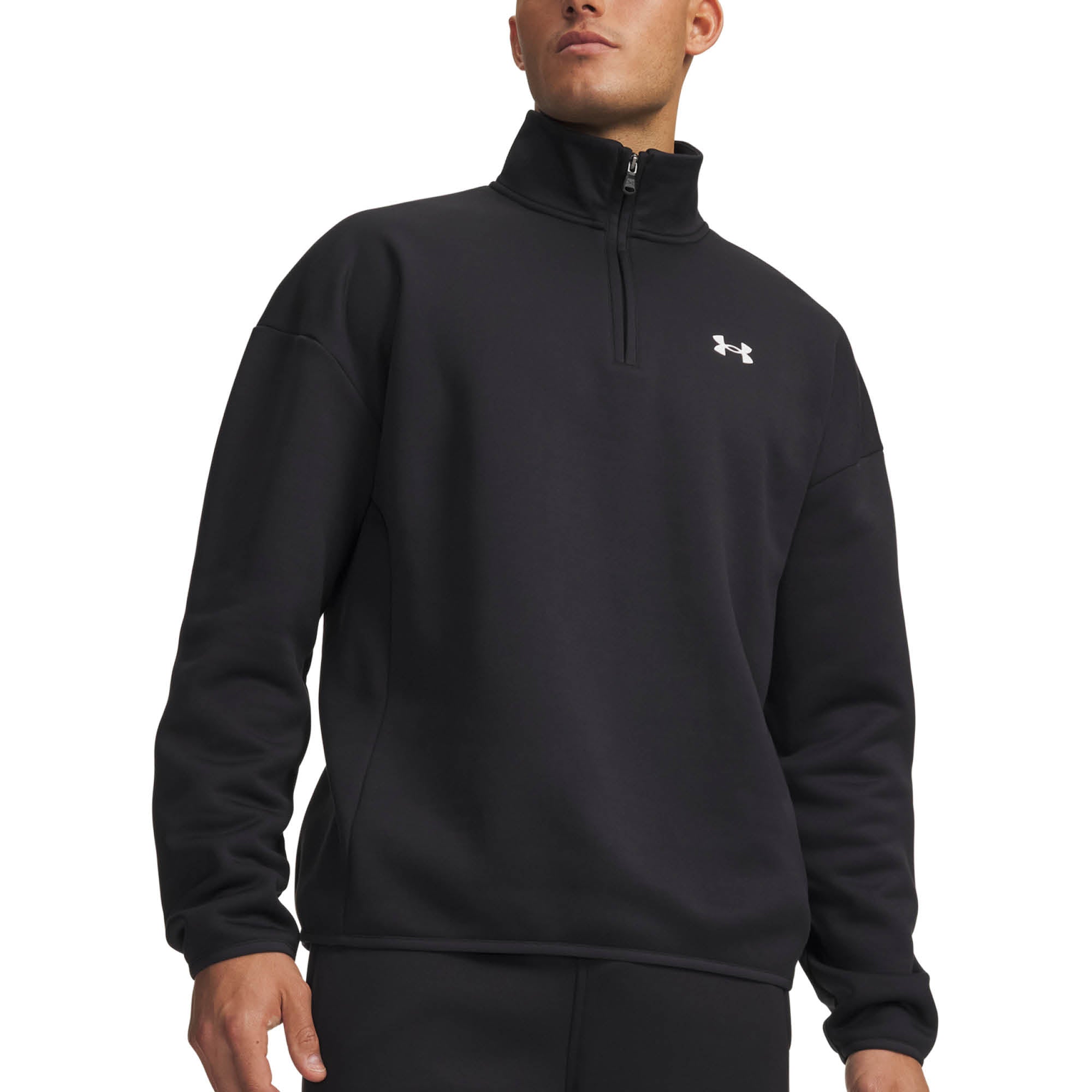 Under Armour Armour Fleece 1/4 Zip Golf Midlayer AW26 - Black & White