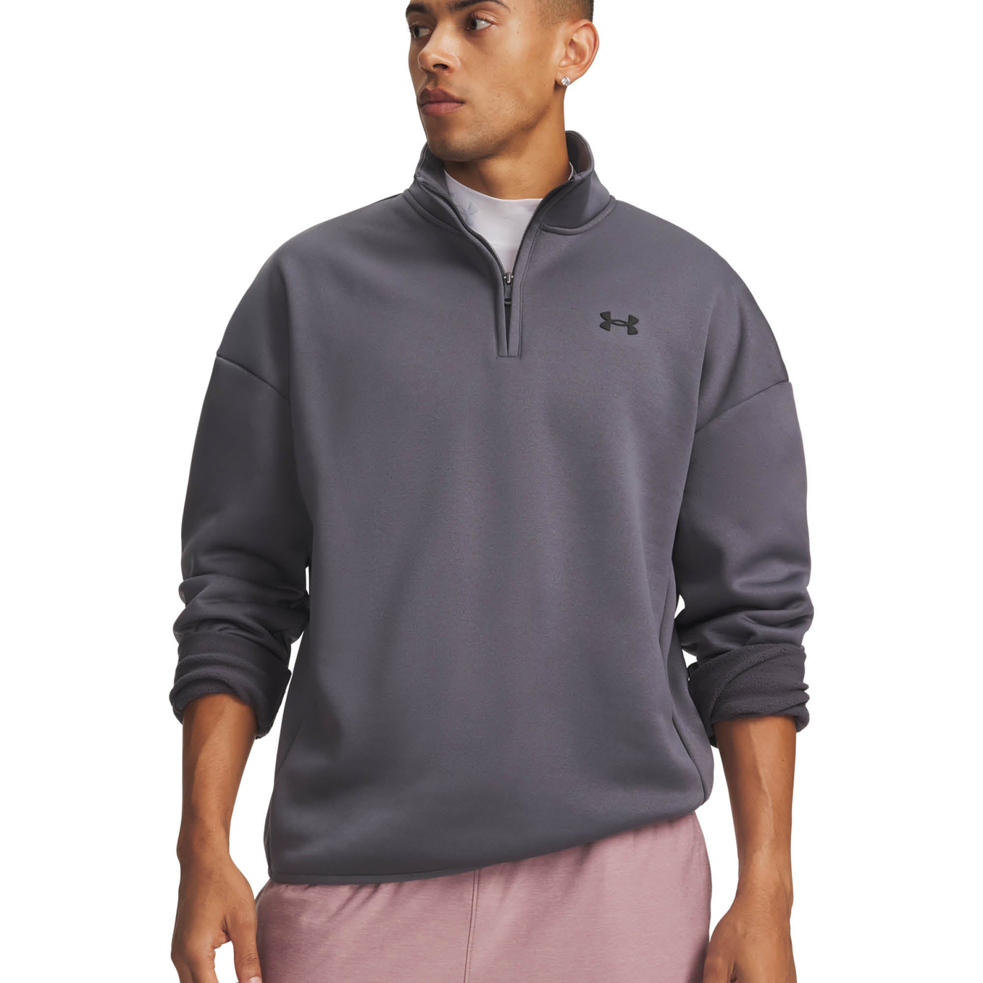 Under Armour Armour Fleece 1/4 Zip Golf Midlayer AW26 - Castlerock & Black