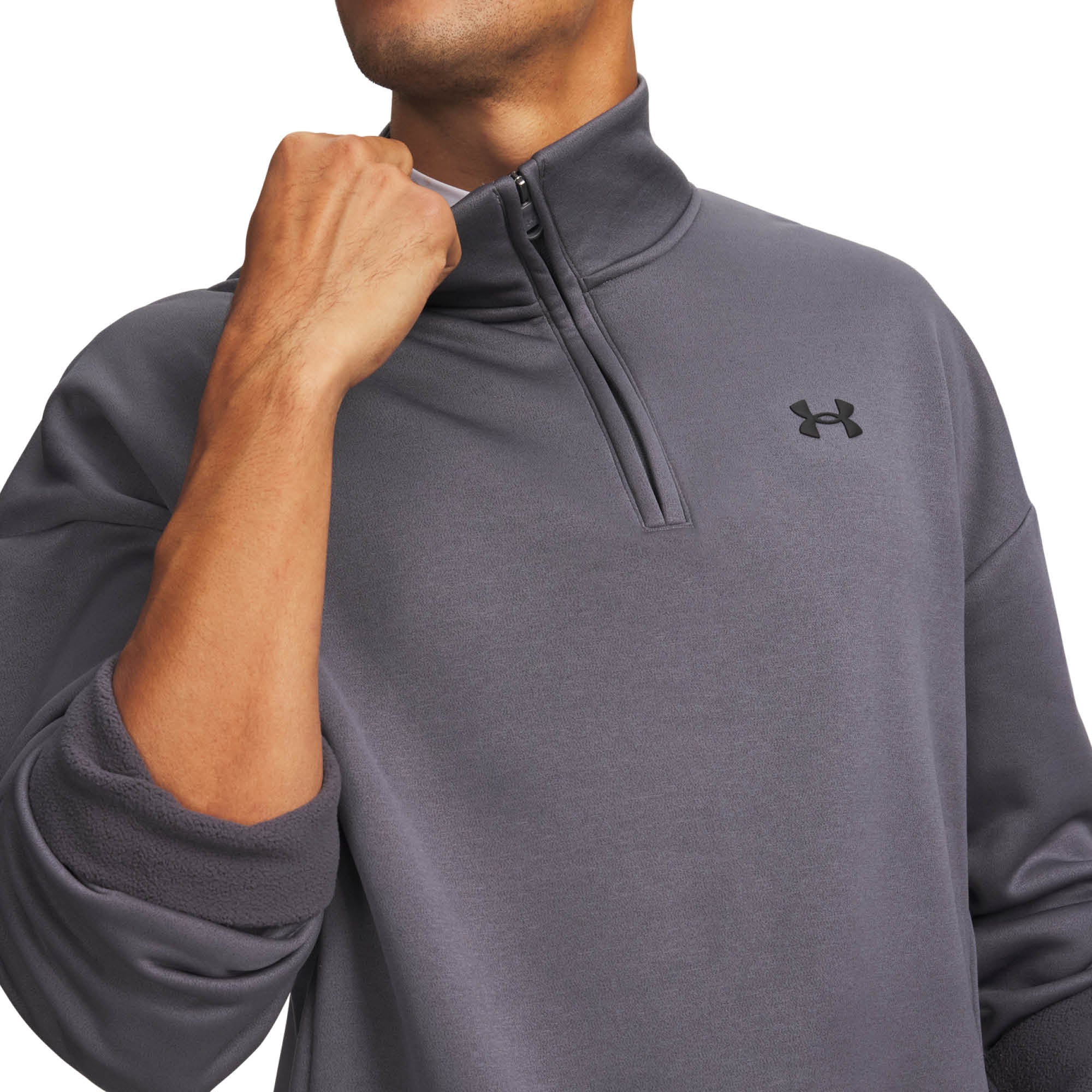 Under Armour Armour Fleece 1/4 Zip Golf Midlayer AW26 - Castlerock & Black