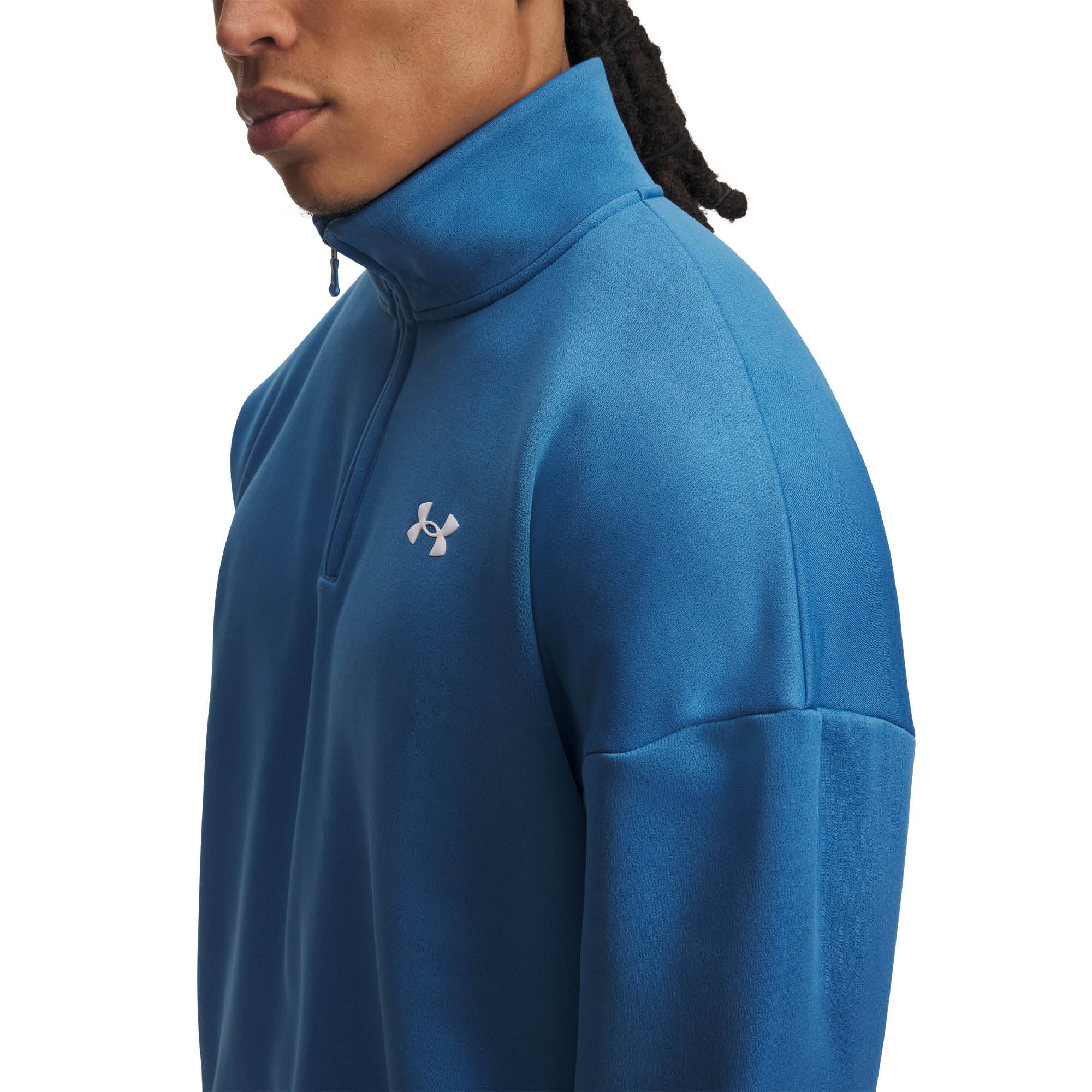 Under Armour Armour Fleece 1/4 Zip Golf Midlayer AW26 - Aegean Blue & White