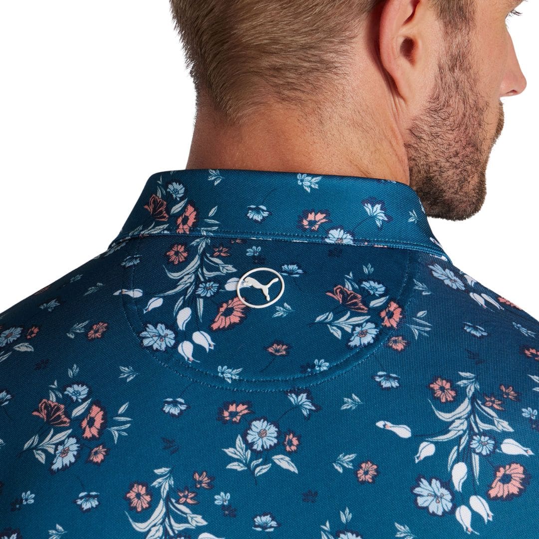 Puma Pique Heirloom Golf Polo Shirt (Ocean Tropic & Melon Punch)