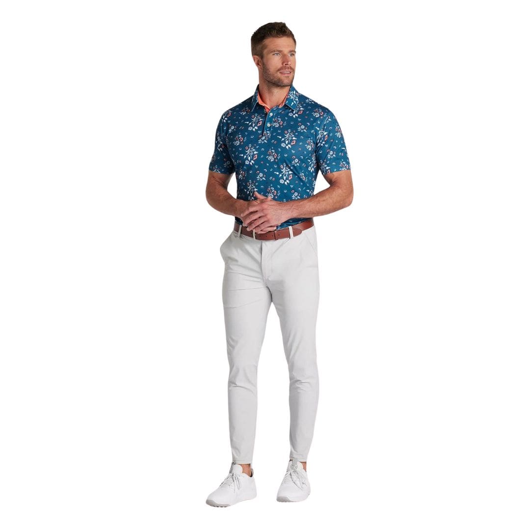 Puma Pique Heirloom Golf Polo Shirt (Ocean Tropic & Melon Punch)