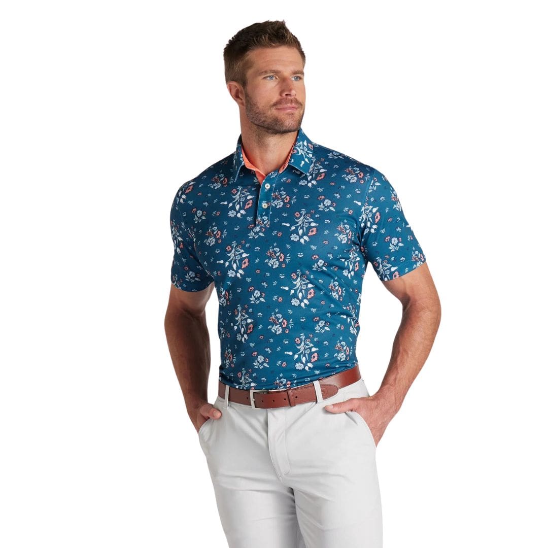 Puma Pique Heirloom Golf Polo Shirt (Ocean Tropic & Melon Punch)
