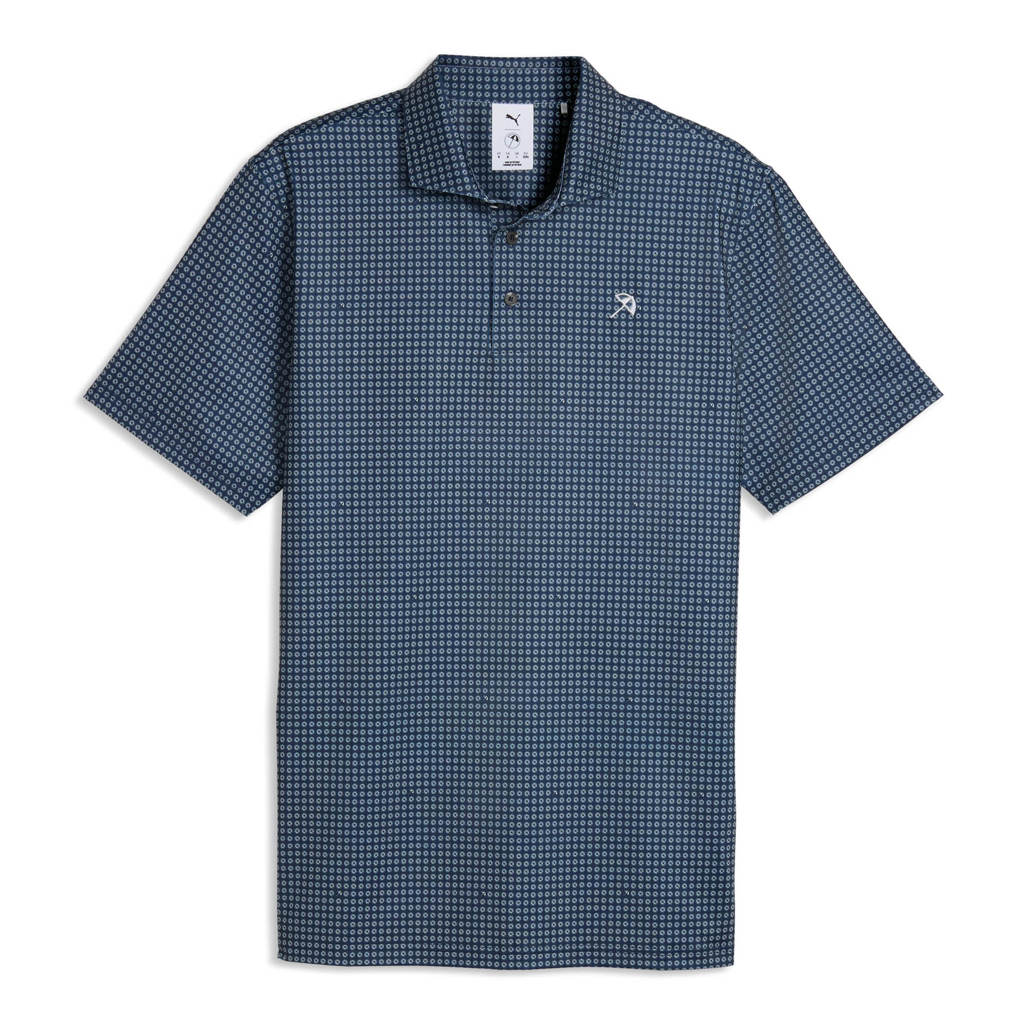 Puma x Arnold Palmer MATTR Geo Golf Polo Shirt - Deep Navy & Lemon Butter