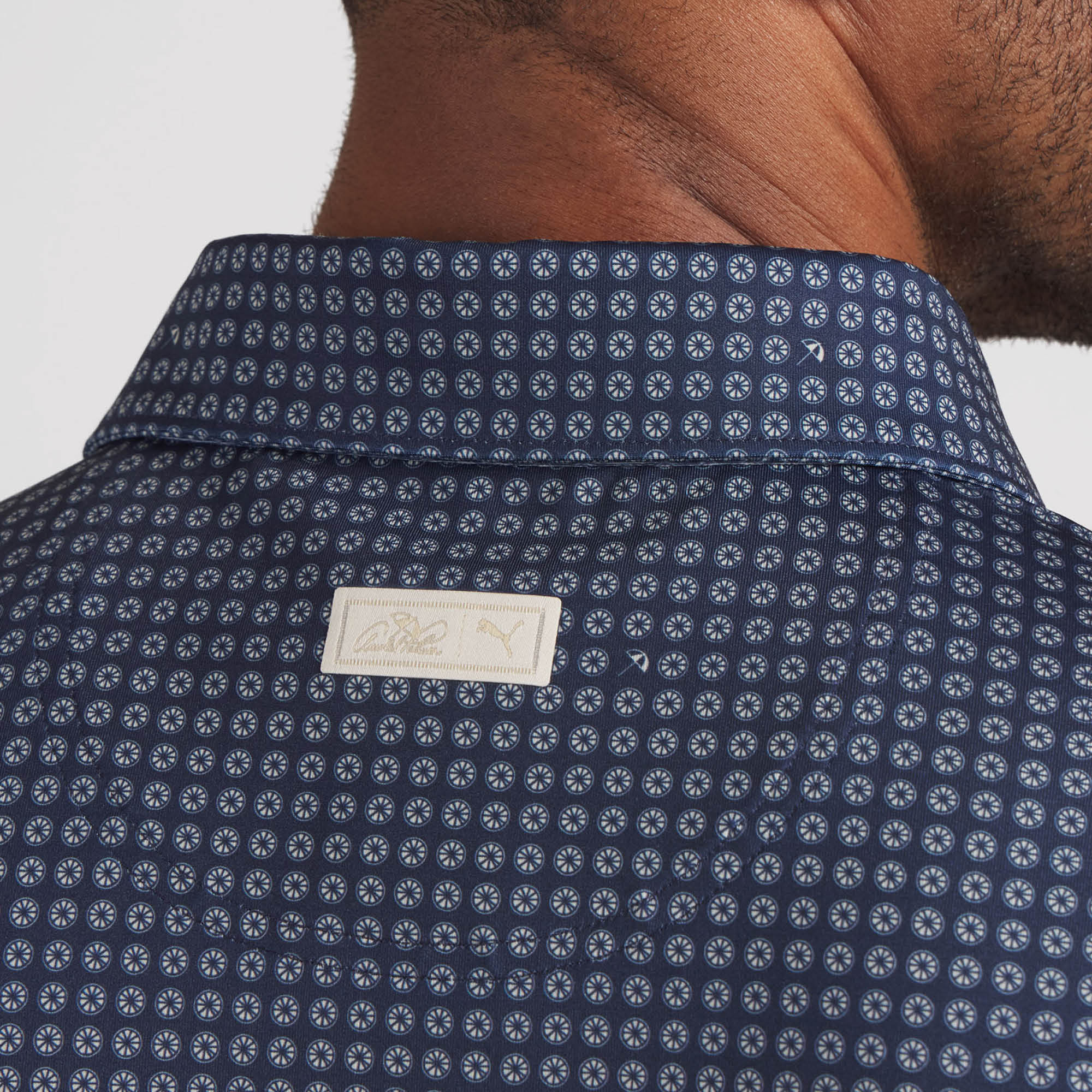 Puma x Arnold Palmer MATTR Geo Golf Polo Shirt - Deep Navy & Lemon Butter