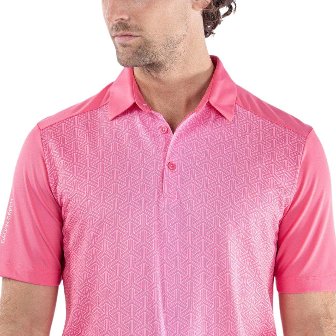 Galvin Green Mile Golf Polo Shirt (Camelia Rose & White)