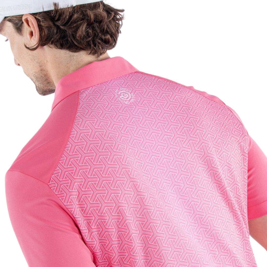Galvin Green Mile Golf Polo Shirt (Camelia Rose & White)