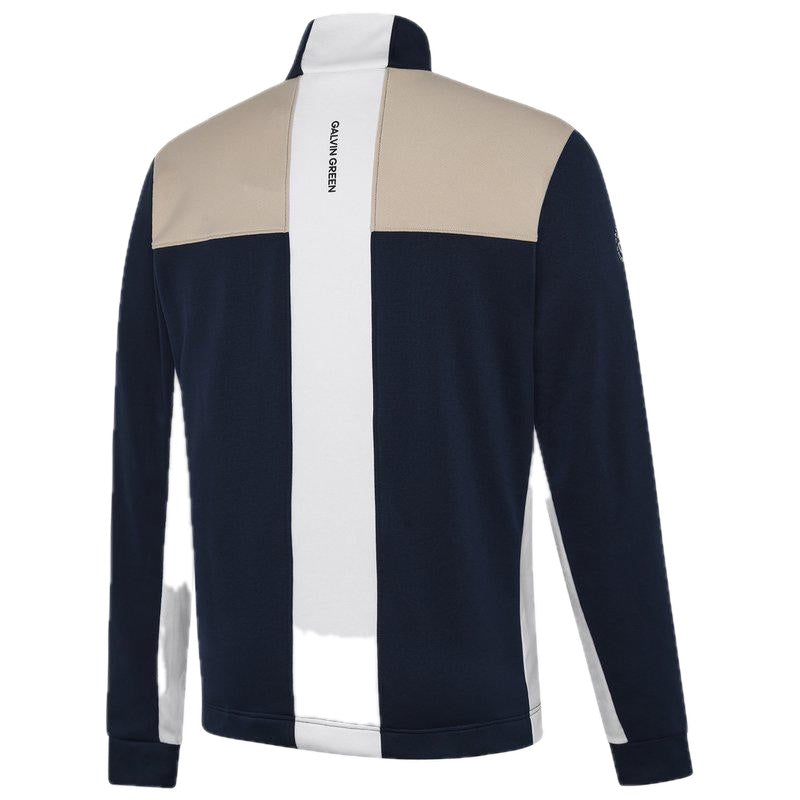 Galvin Green Dean Half-Zip Golf Pullover - Sand, Navy & White