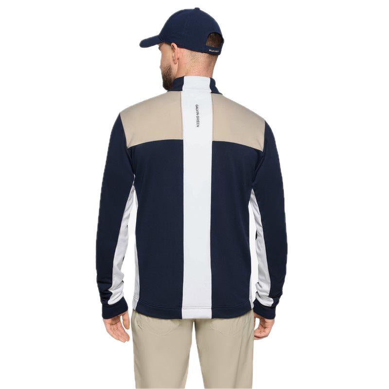 Galvin Green Dean Half-Zip Golf Pullover - Sand, Navy & White