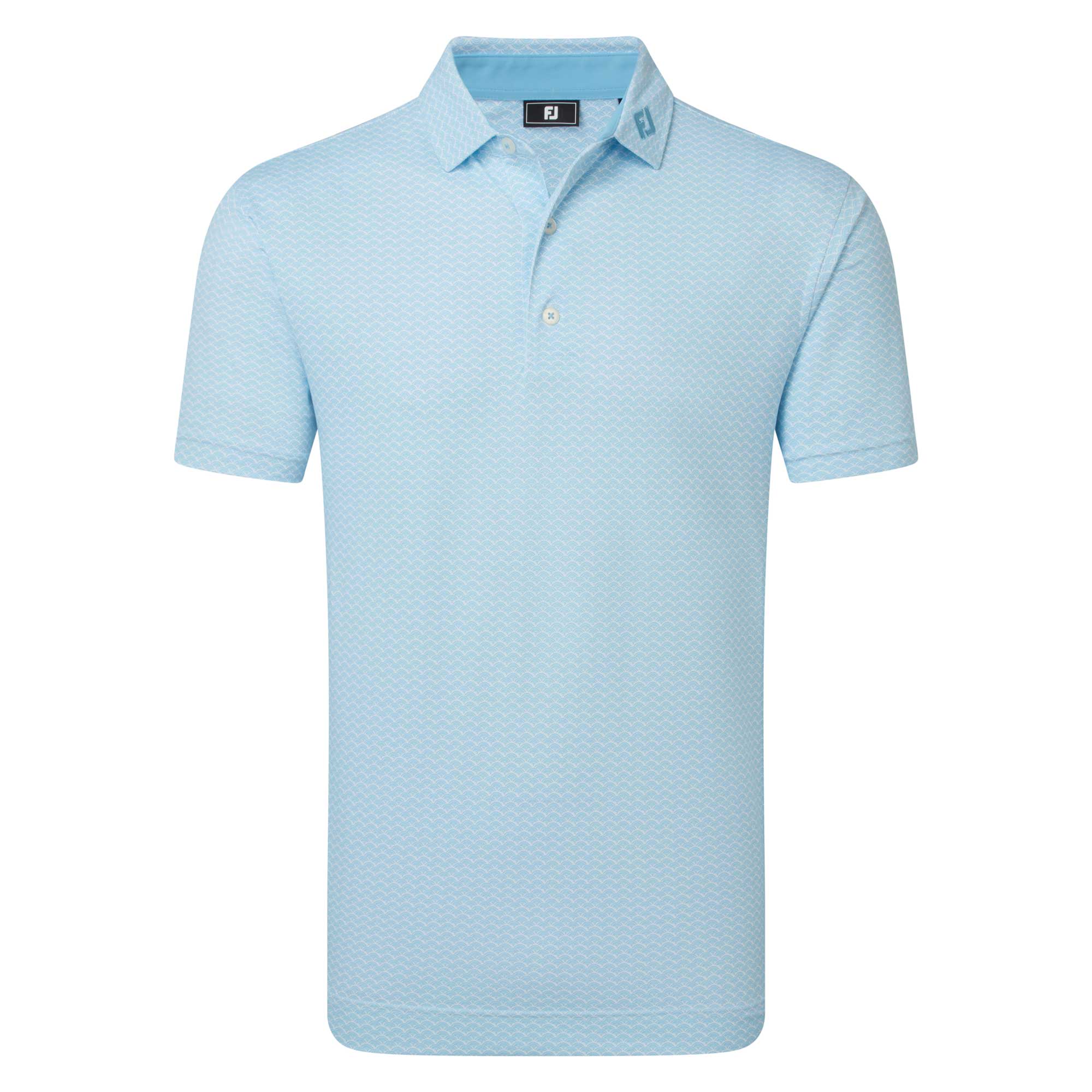 FootJoy Scallop Geo Pique Golf Polo Shirt - Blue Reef
