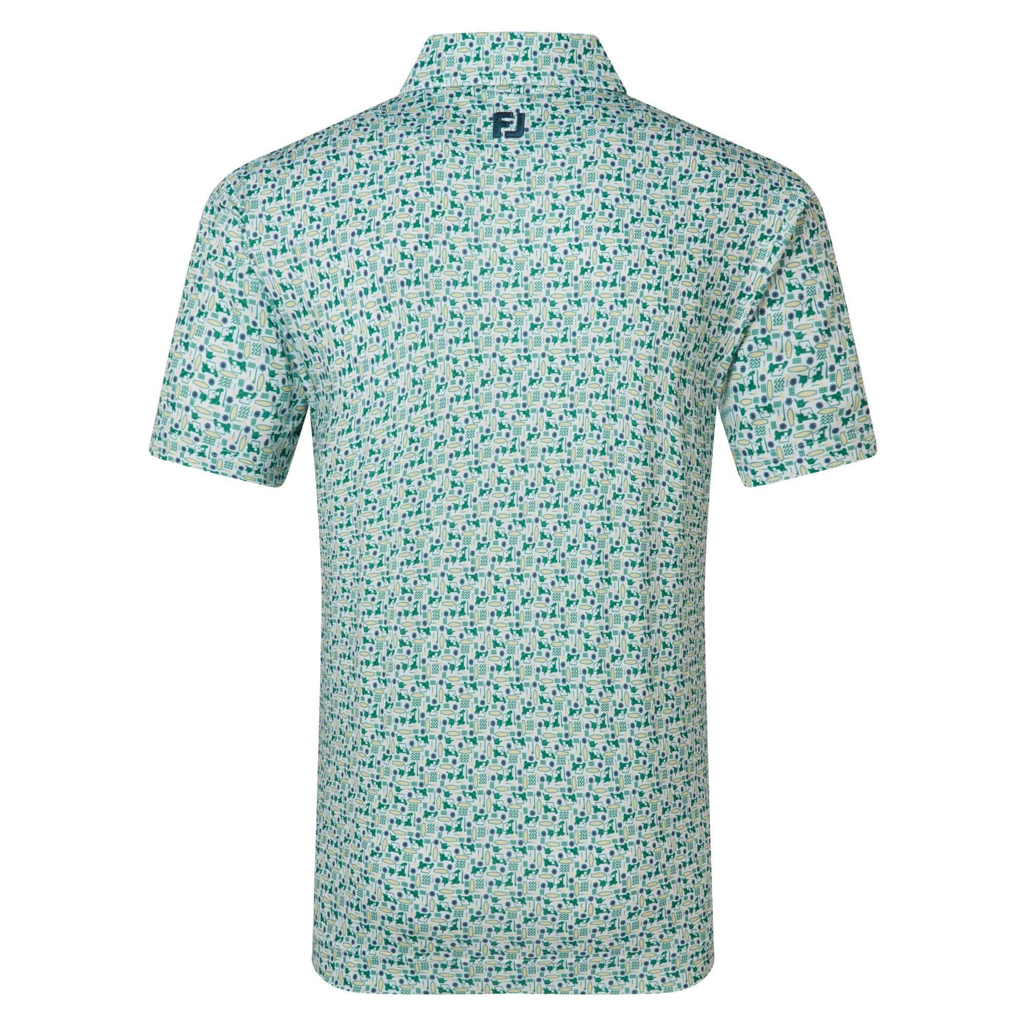 FootJoy Surfs Up Print Golf Polo Shirt - Field Green & White