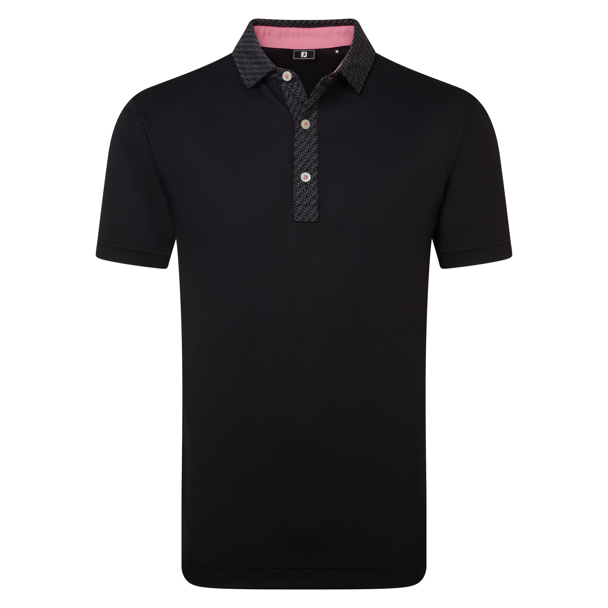 FootJoy Star Geo Trim Pique Golf Polo Shirt - Black