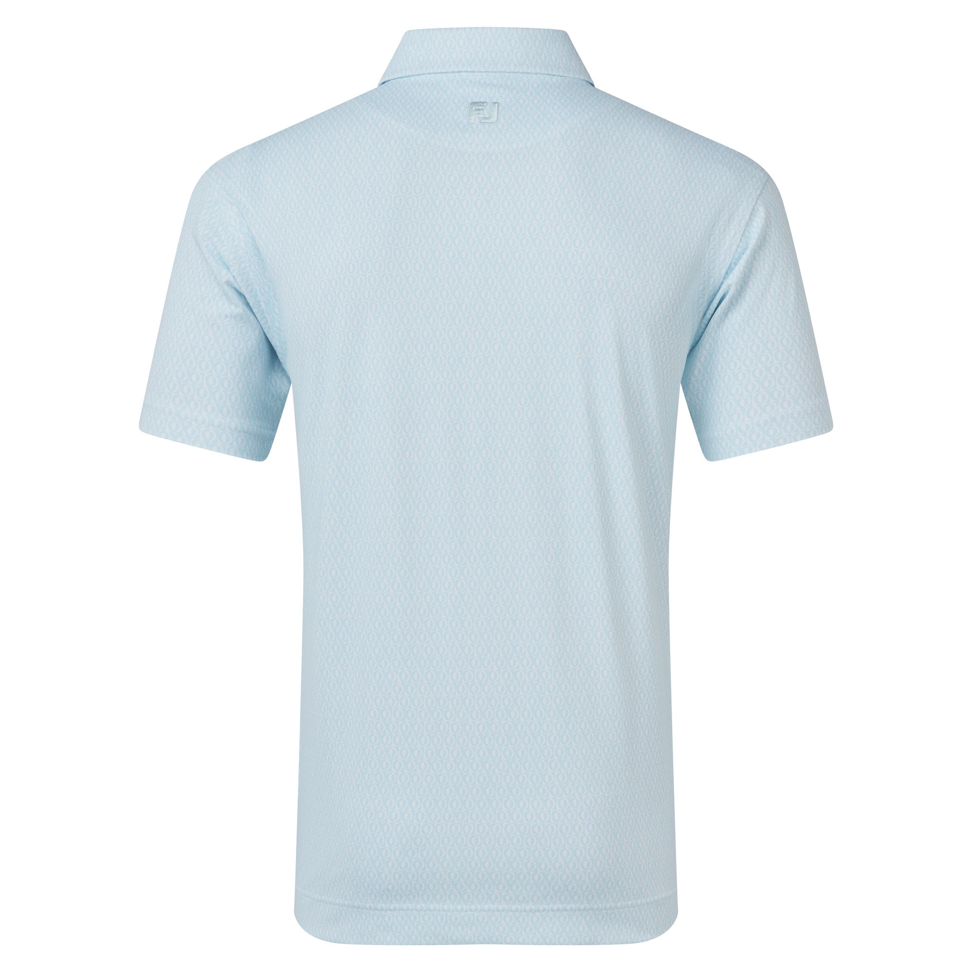 FootJoy Modernist Geo Pique Golf Polo Shirt - White & Light Blue