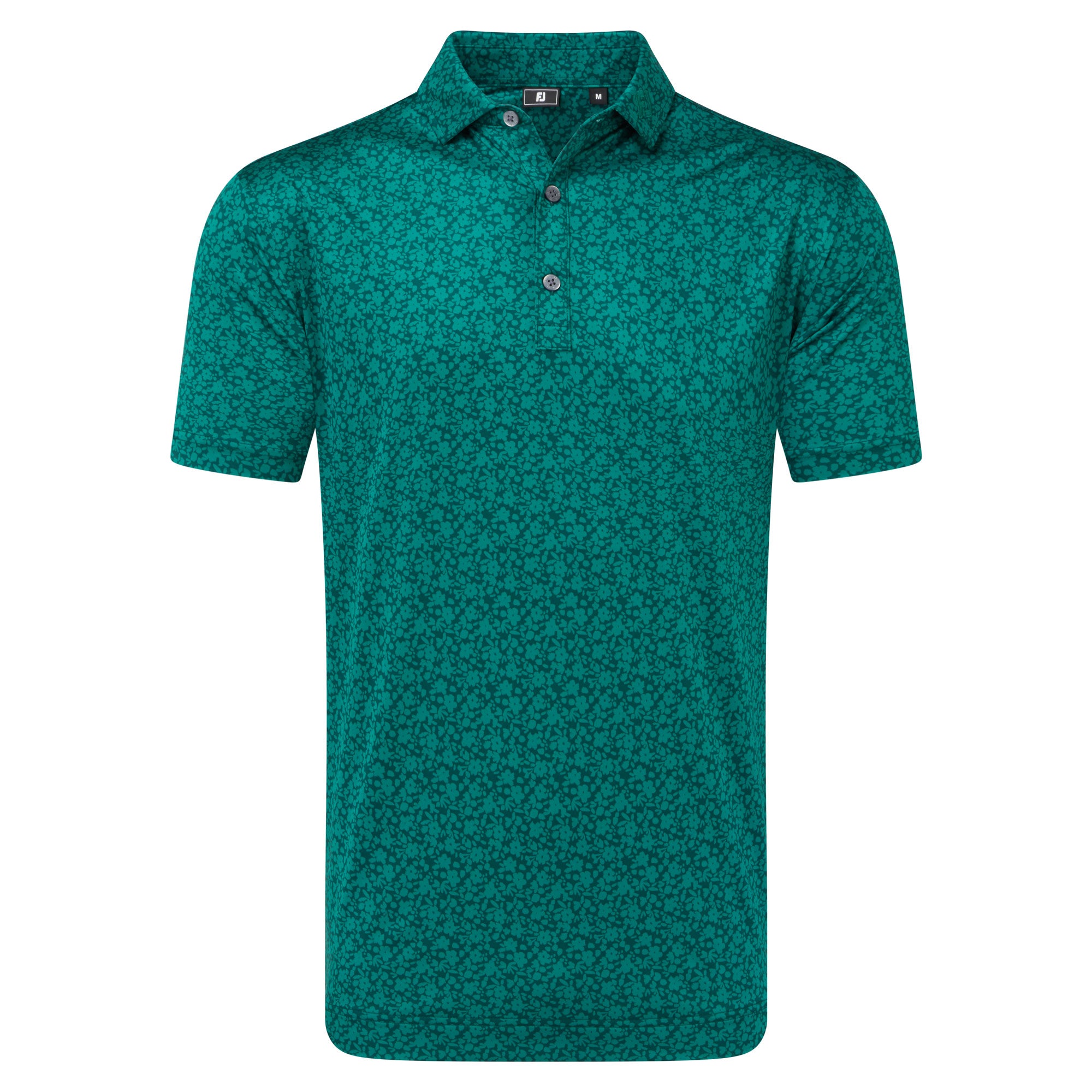 FootJoy Printed Floral Lisle Golf Polo Shirt - Field Green