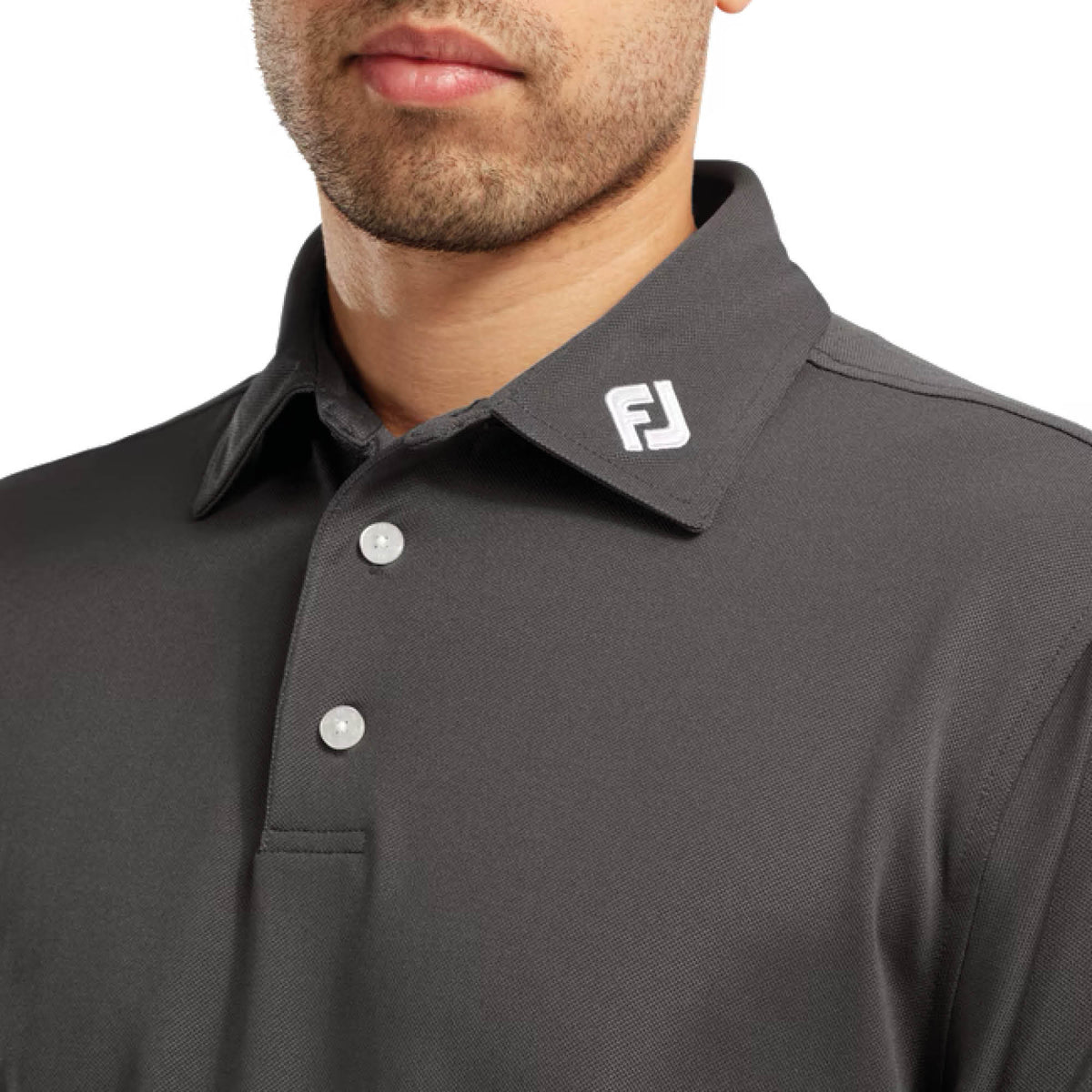 FootJoy Stretch Pique Solid Golf Polo Shirt - Charcoal