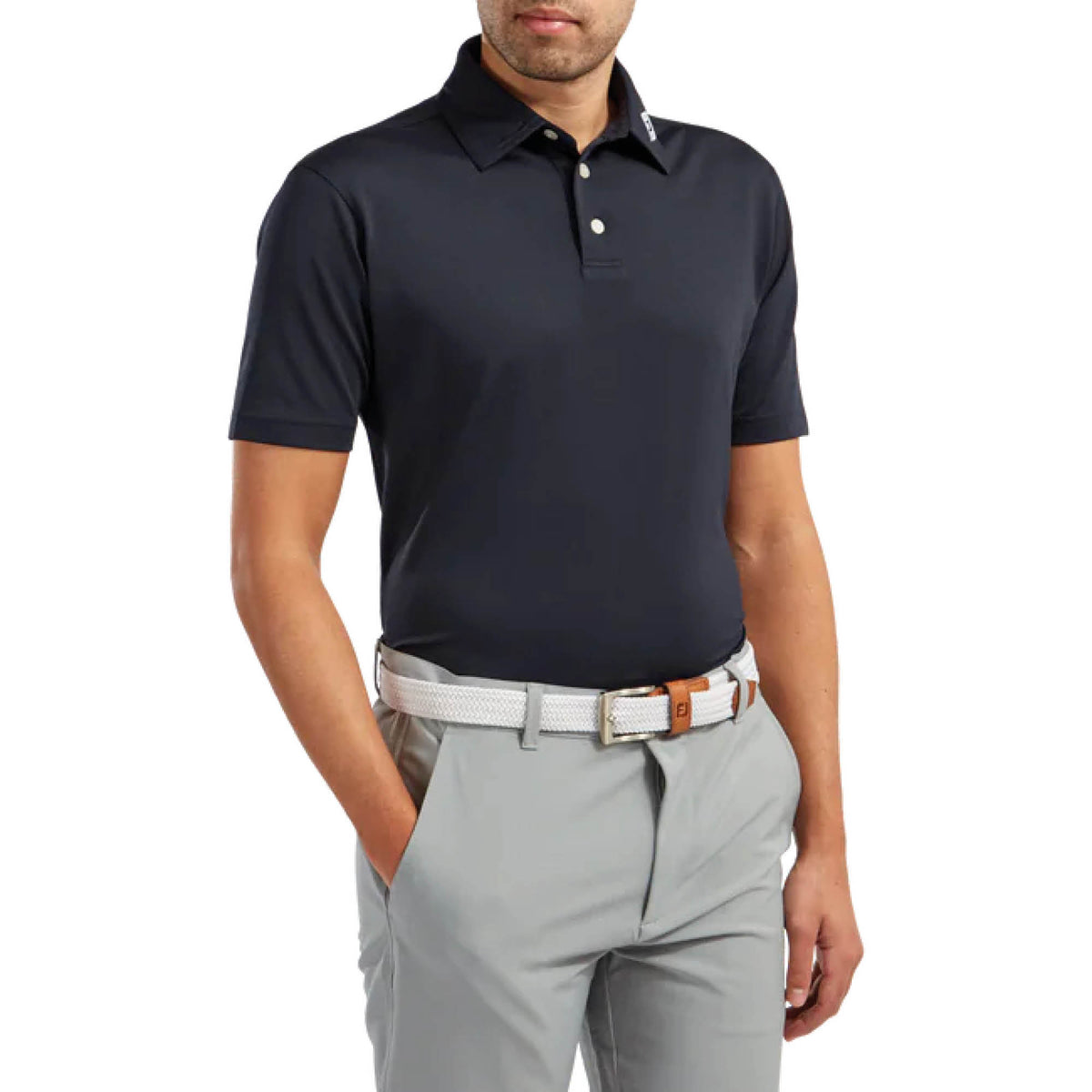 FootJoy Stretch Pique Solid Golf Polo Shirt - Navy