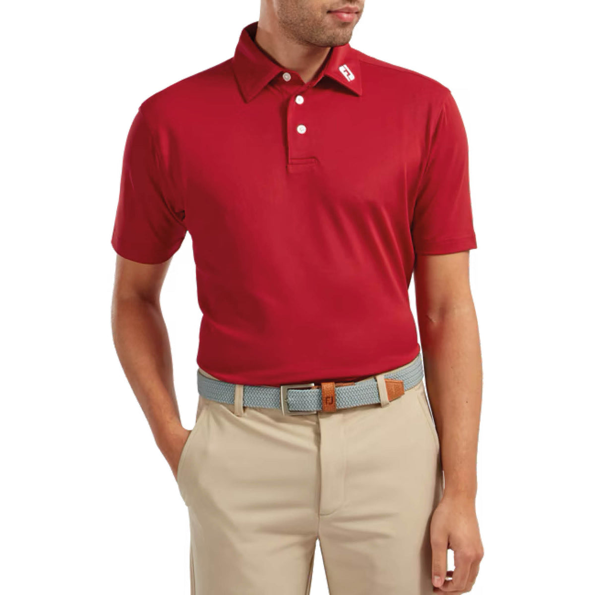 FootJoy Stretch Pique Solid Golf Polo Shirt - Red