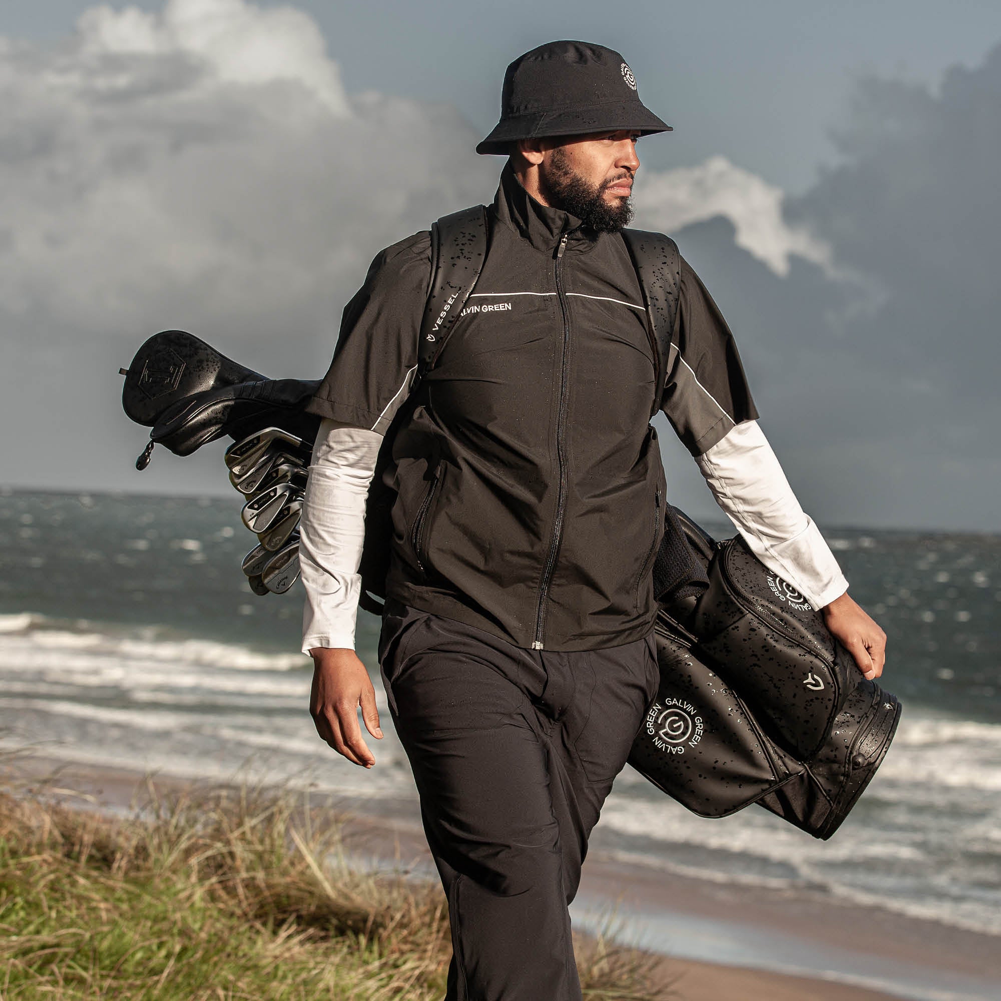 Galvin Green Air Waterproof Golf Jacket - Black & Forged Iron