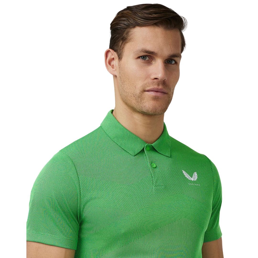 Castore Engineered Knit Golf Polo Shirt (Pine Green)