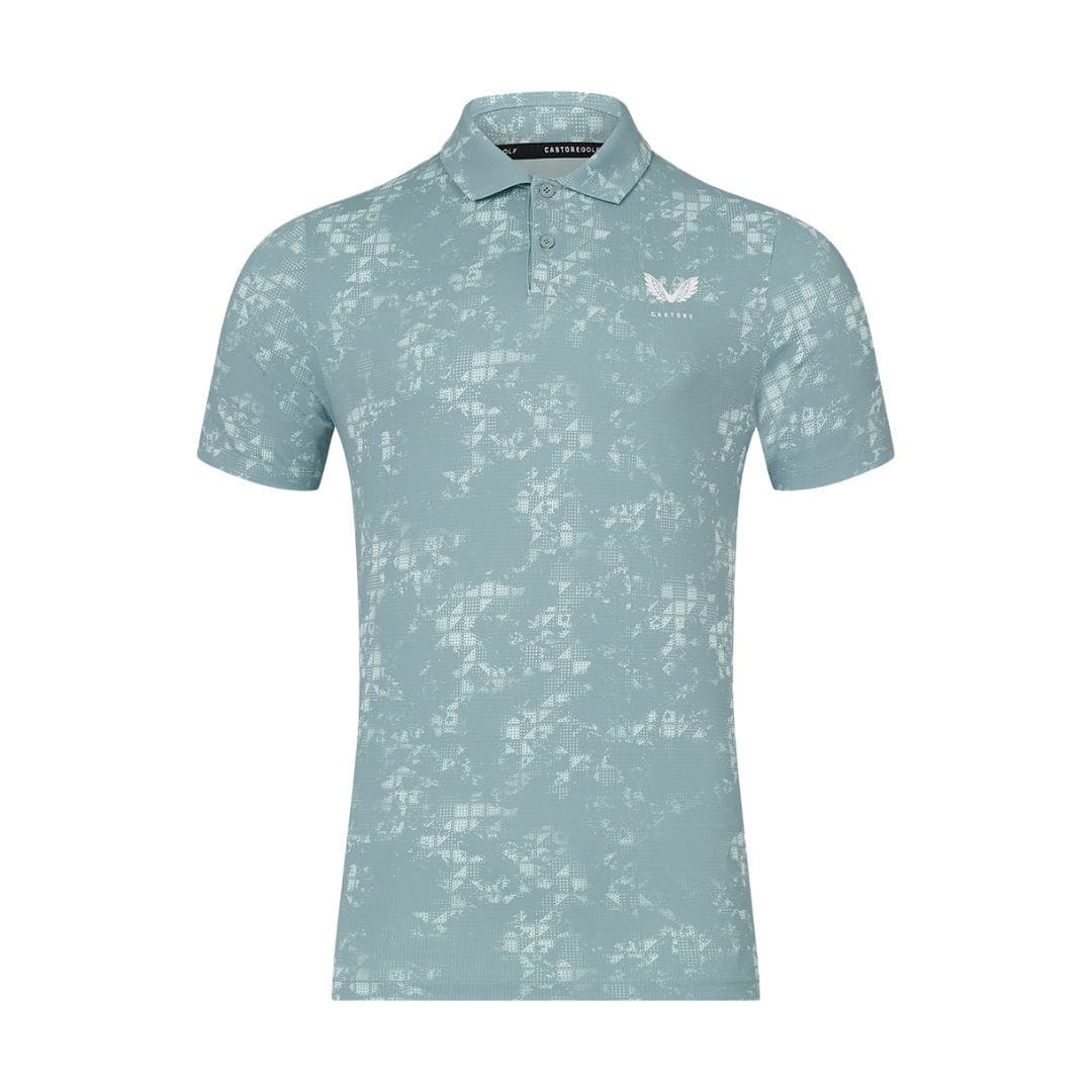 Castore Printed Golf Polo Shirt (Stone Blue)