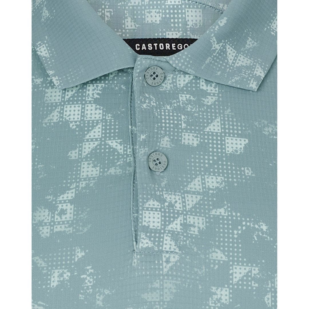 Castore Printed Golf Polo Shirt (Stone Blue)