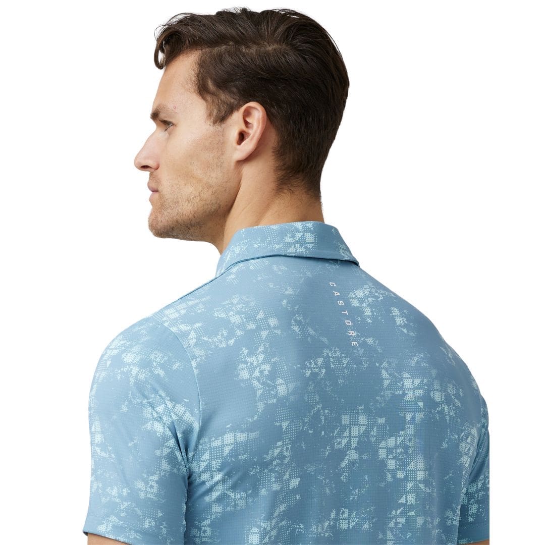 Castore Printed Golf Polo Shirt (Stone Blue)