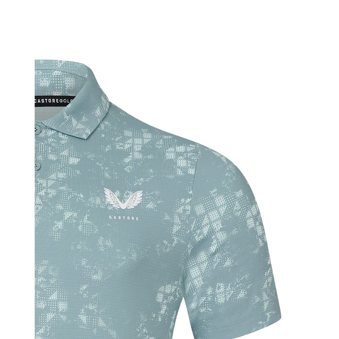 Castore Printed Golf Polo Shirt (Stone Blue)