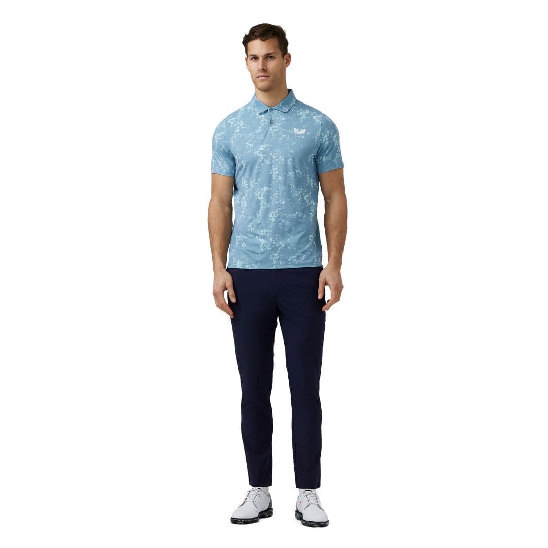 Castore Printed Golf Polo Shirt (Stone Blue)