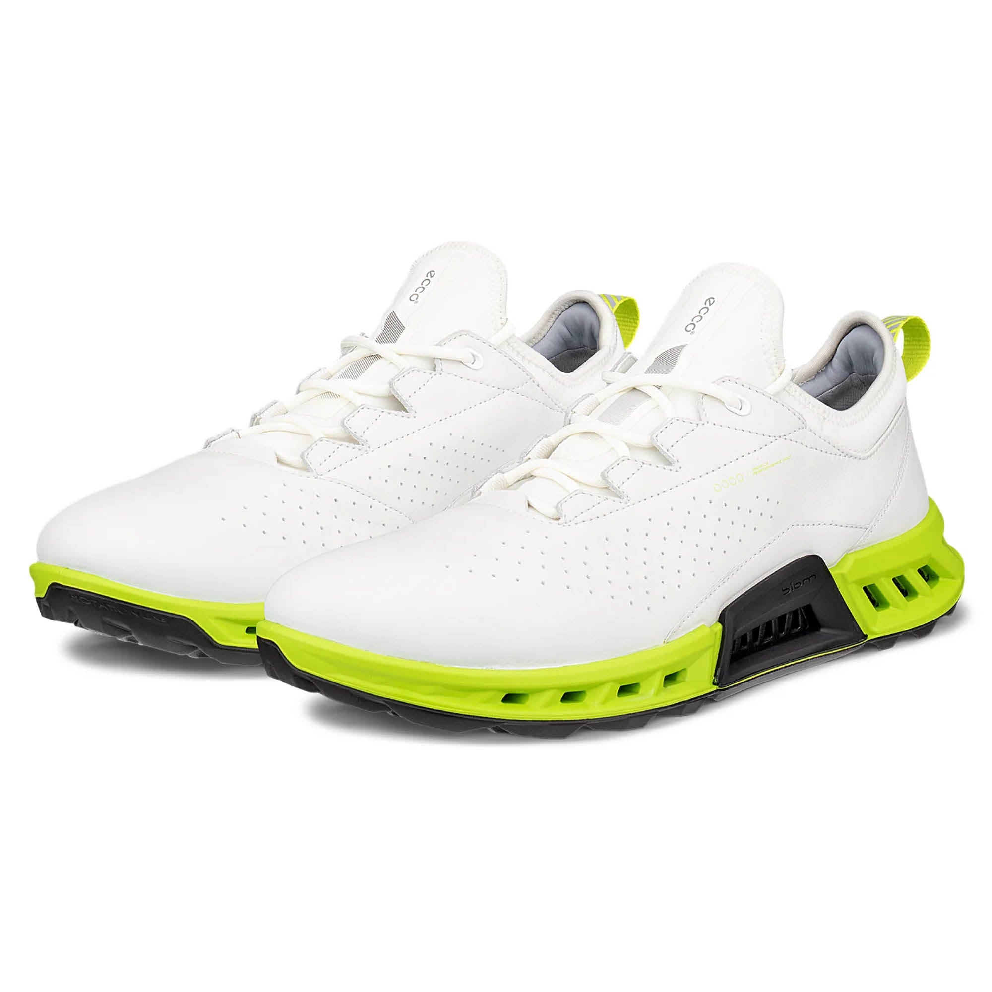 【美品】ECCO Golf Biom C4 Men Ecco Biom C4 Golf Shoes - White & Lime Punch