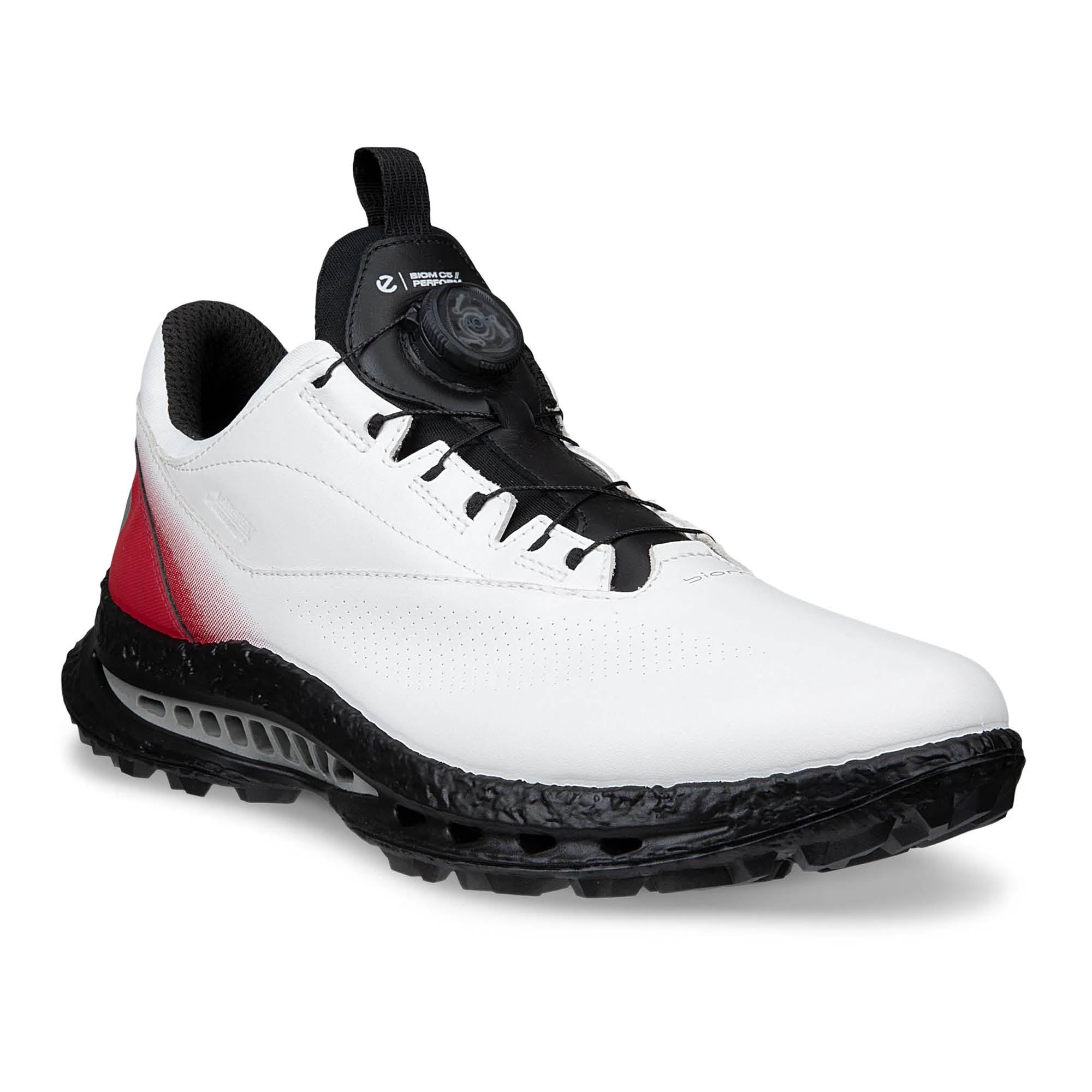 Ecco Biom C5 BOA Gore-Tex Golf Shoes - White & Chili Red