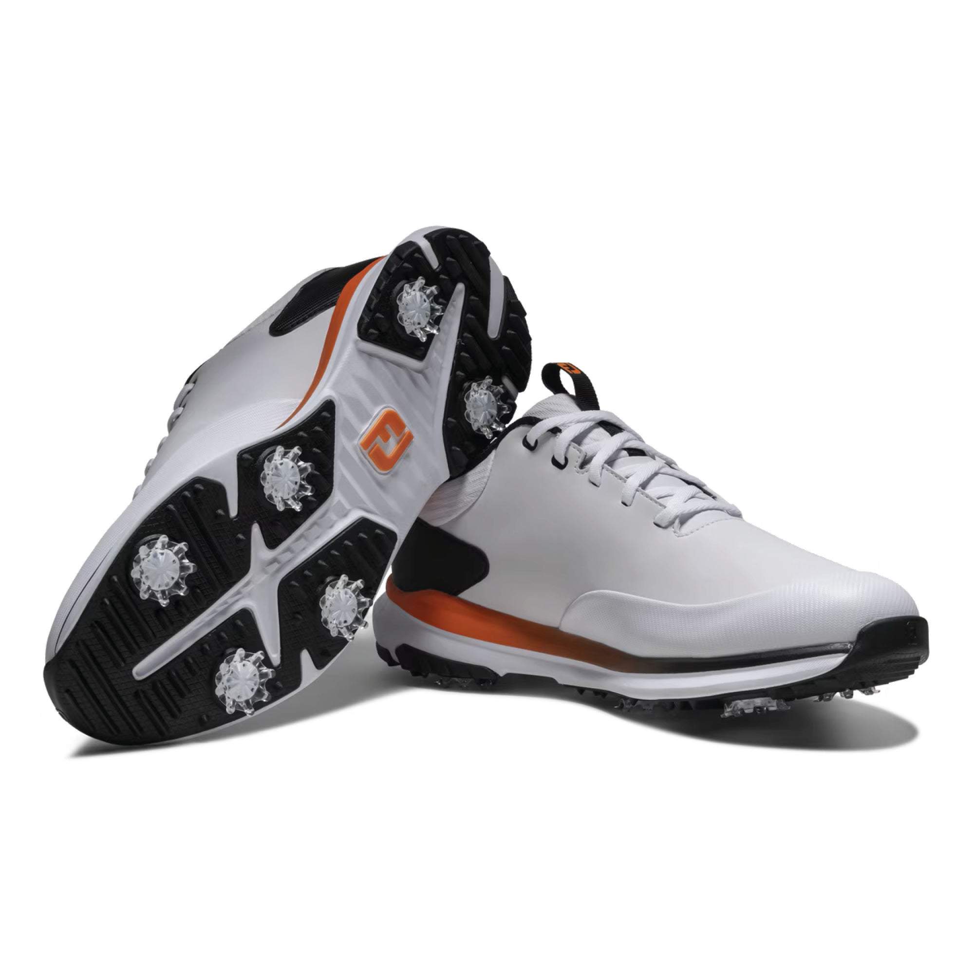 FootJoy Tour Rival Spiked Golf Shoes - White, Black & Orange