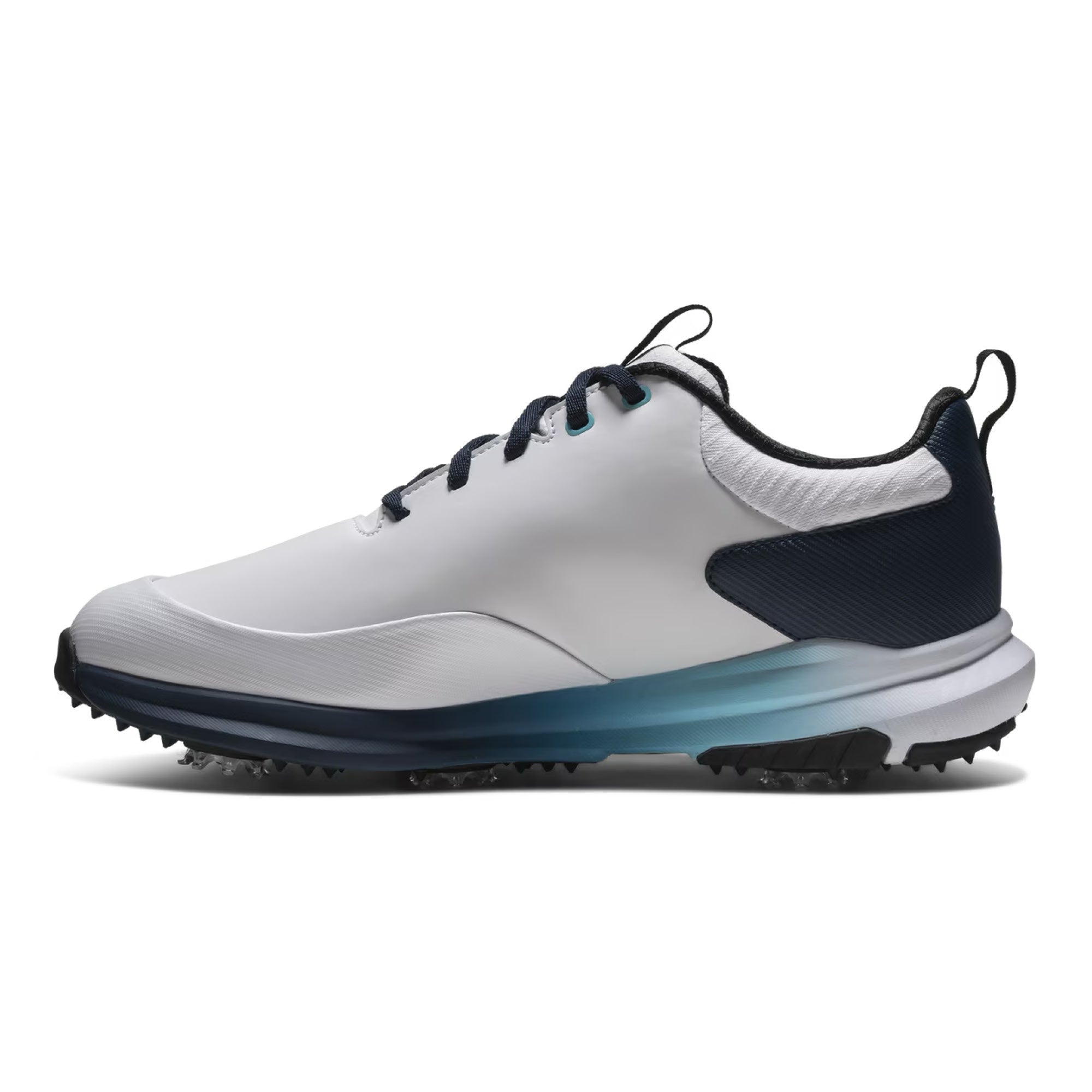FootJoy Tour Rival Spiked Golf Shoes - White, Navy & Blue