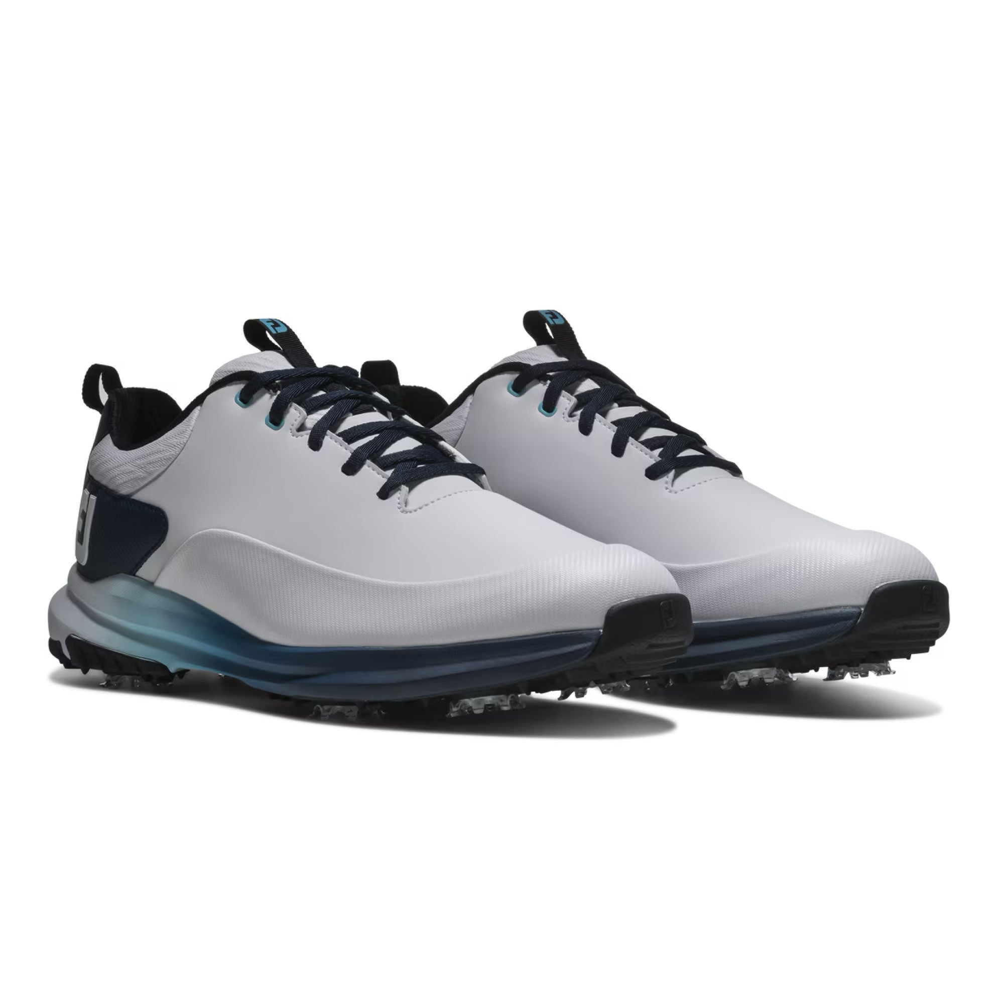 FootJoy Tour Rival Spiked Golf Shoes - White, Navy & Blue