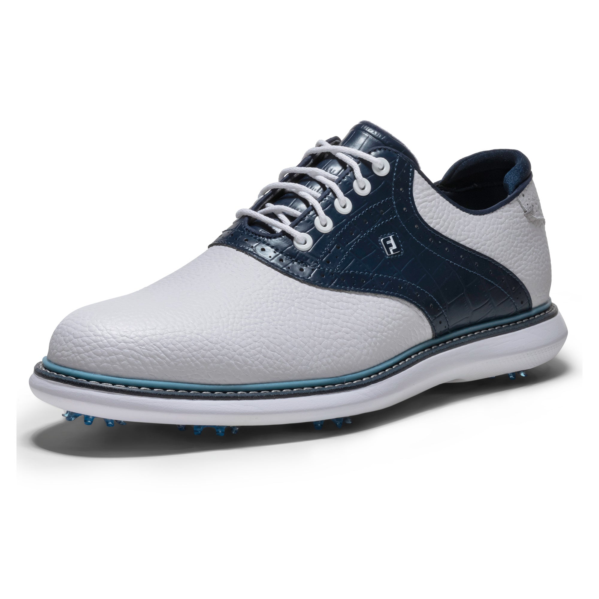 FootJoy Traditions Golf Shoes - White, Navy & Blue