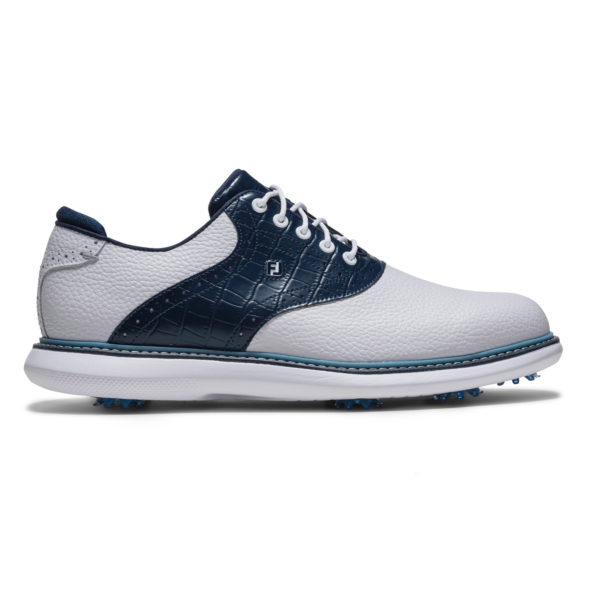 FootJoy Traditions Golf Shoes - White, Navy & Blue
