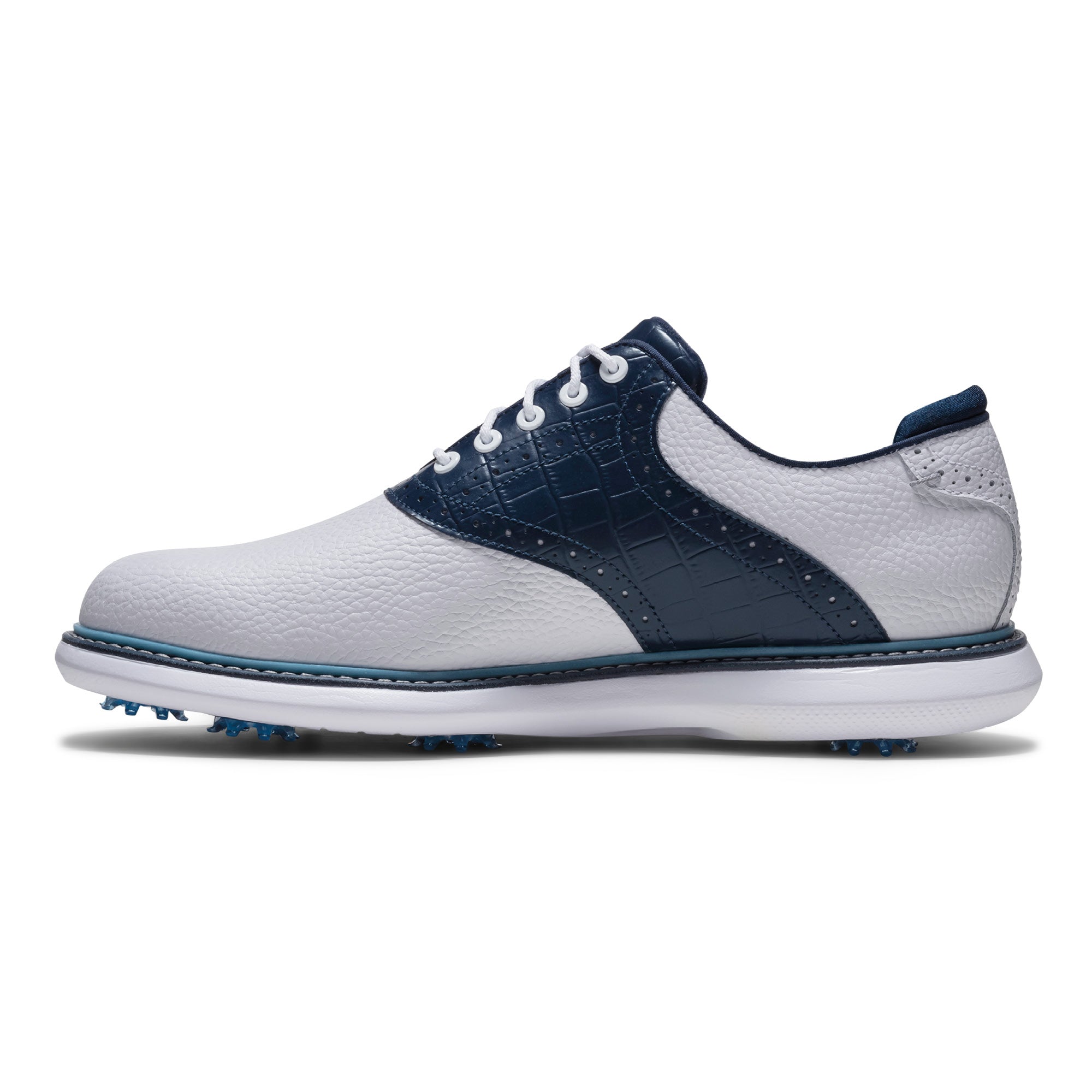 FootJoy Traditions Golf Shoes - White, Navy & Blue