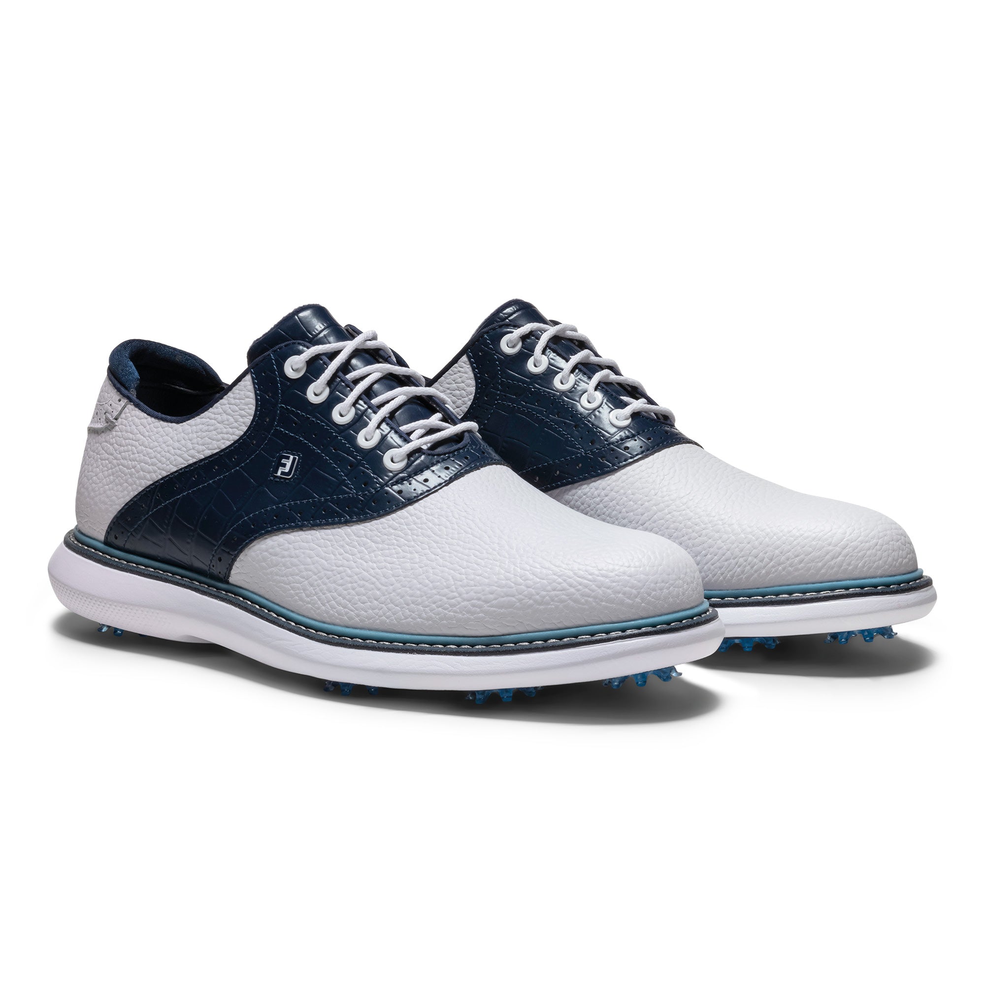 FootJoy Traditions Golf Shoes - White, Navy & Blue