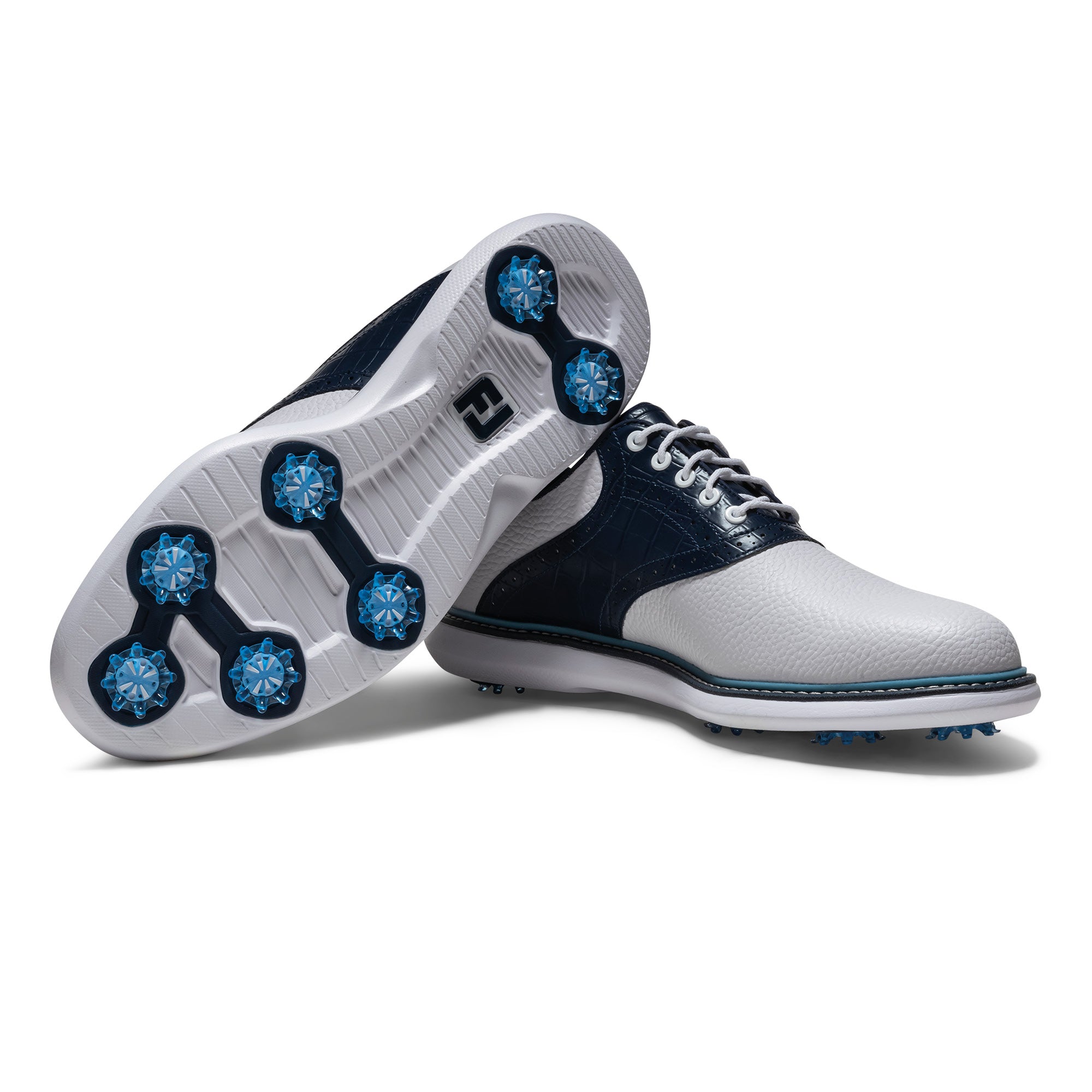 FootJoy Traditions Golf Shoes - White, Navy & Blue