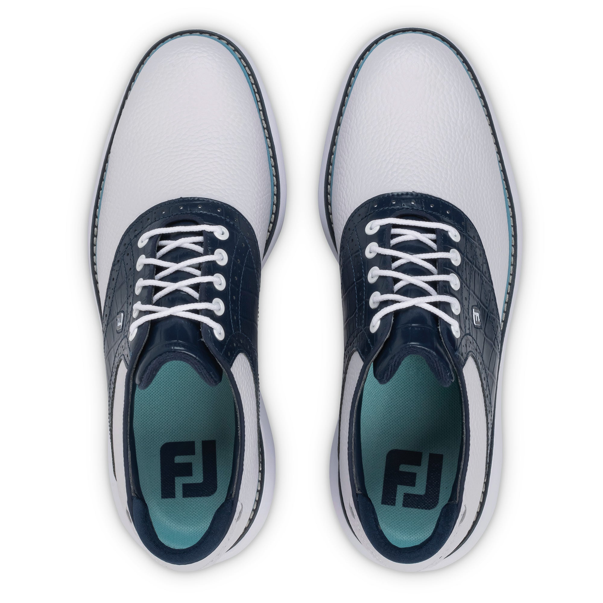 FootJoy Traditions Golf Shoes - White, Navy & Blue