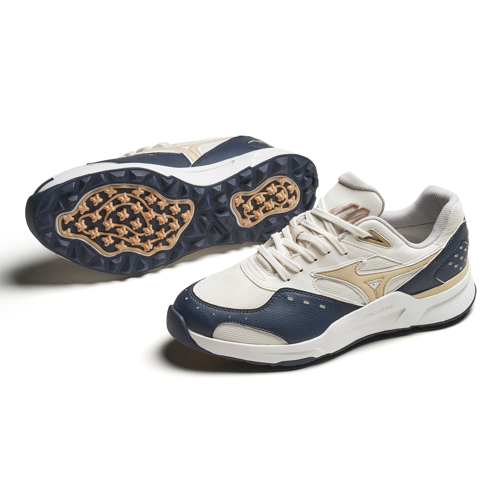 Mizuno Contender GS Spikeless Golf Shoes - India Ink, Pale Khaki & Snow White