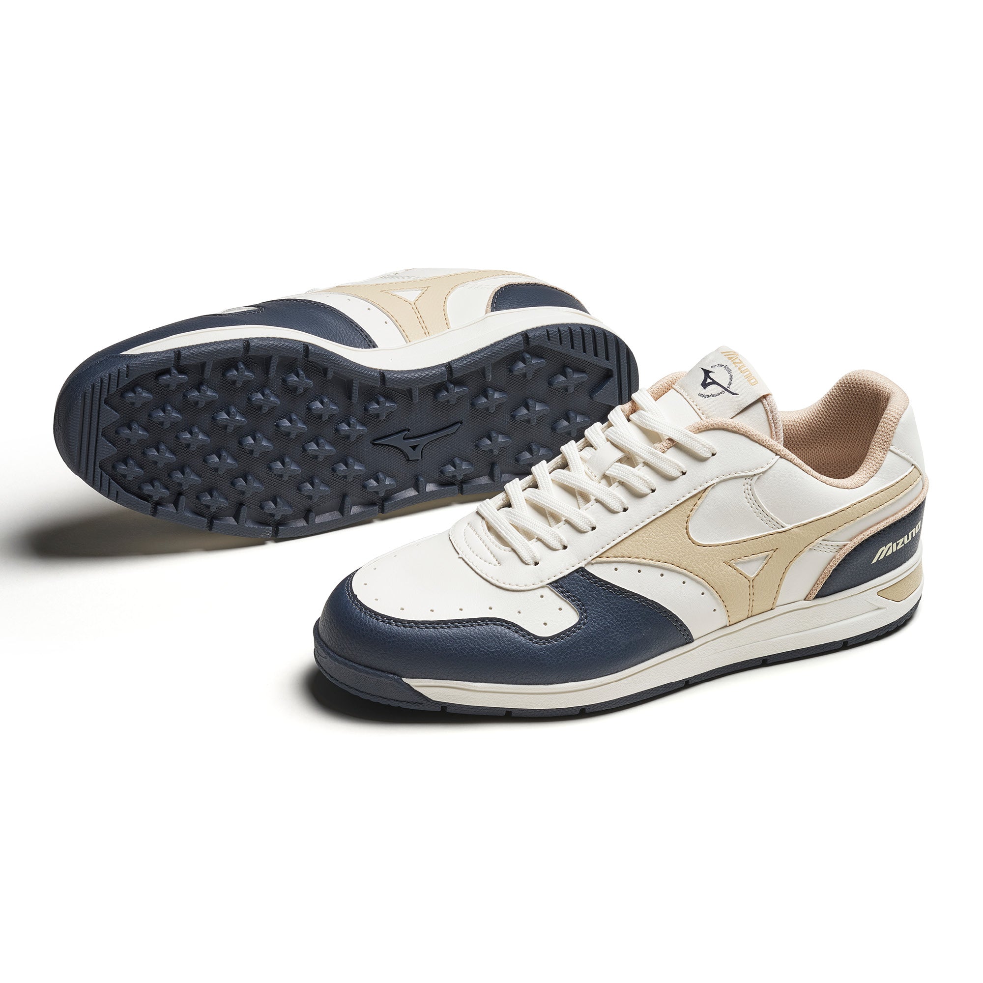 Mizuno City Wind GS Spikeless Golf Shoes - India Ink, Pale Khaki & Snow White