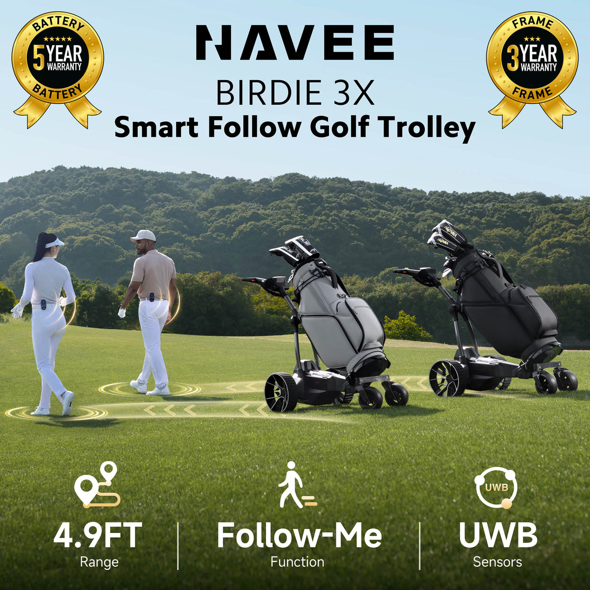 Navee Birdie 3X Follow Remote Electric Golf Trolley - 36 Hole battery