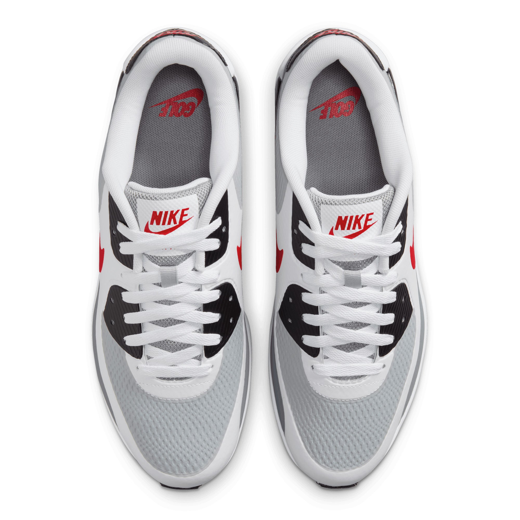 Nike Air Max 90 G Golf Shoes - White, Fire Red & Light Smoke Grey